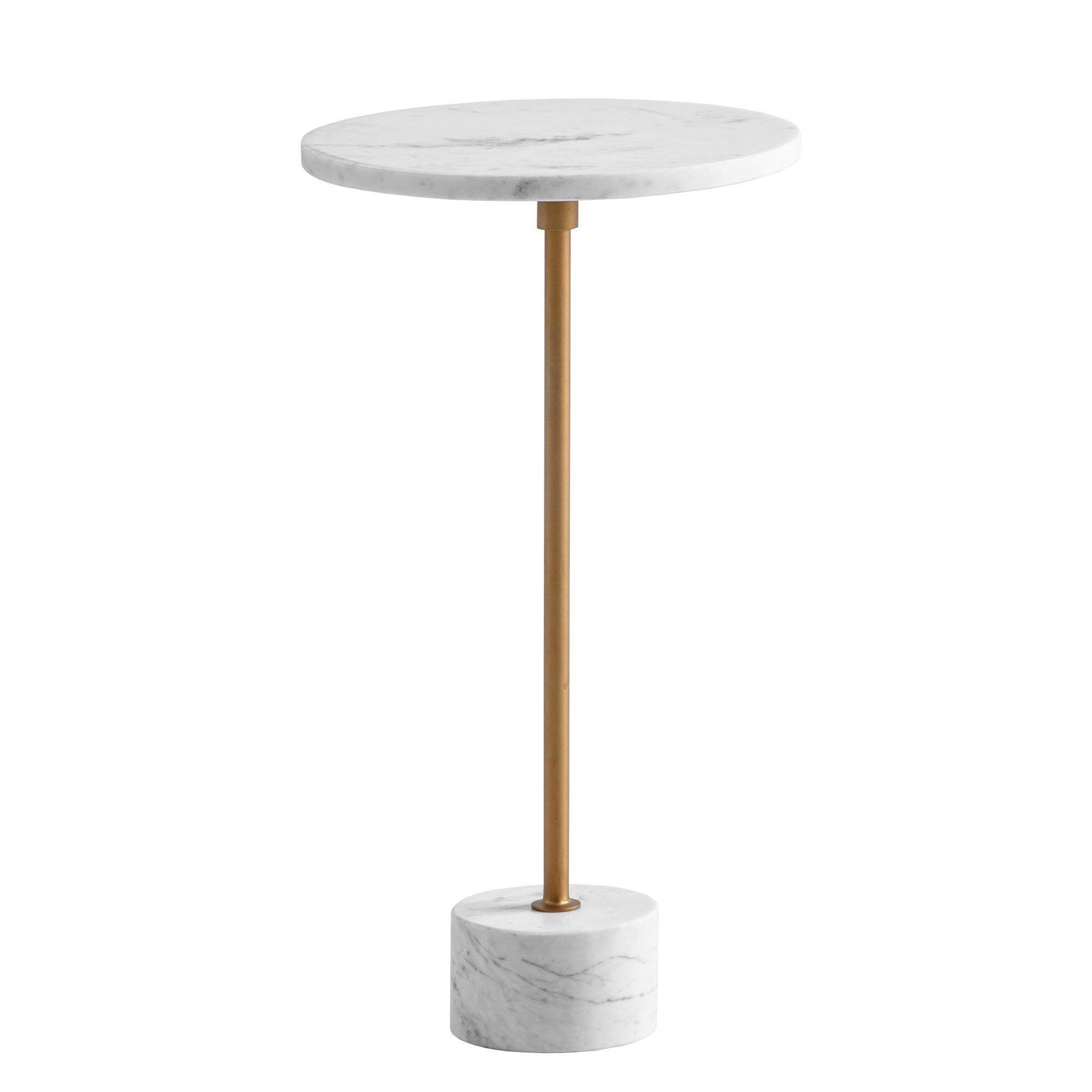 BEISTELLTISCH WL7.208 - Weiss/Goldfarben, Design, Stein (30/30/55,5cm) - Livetastic