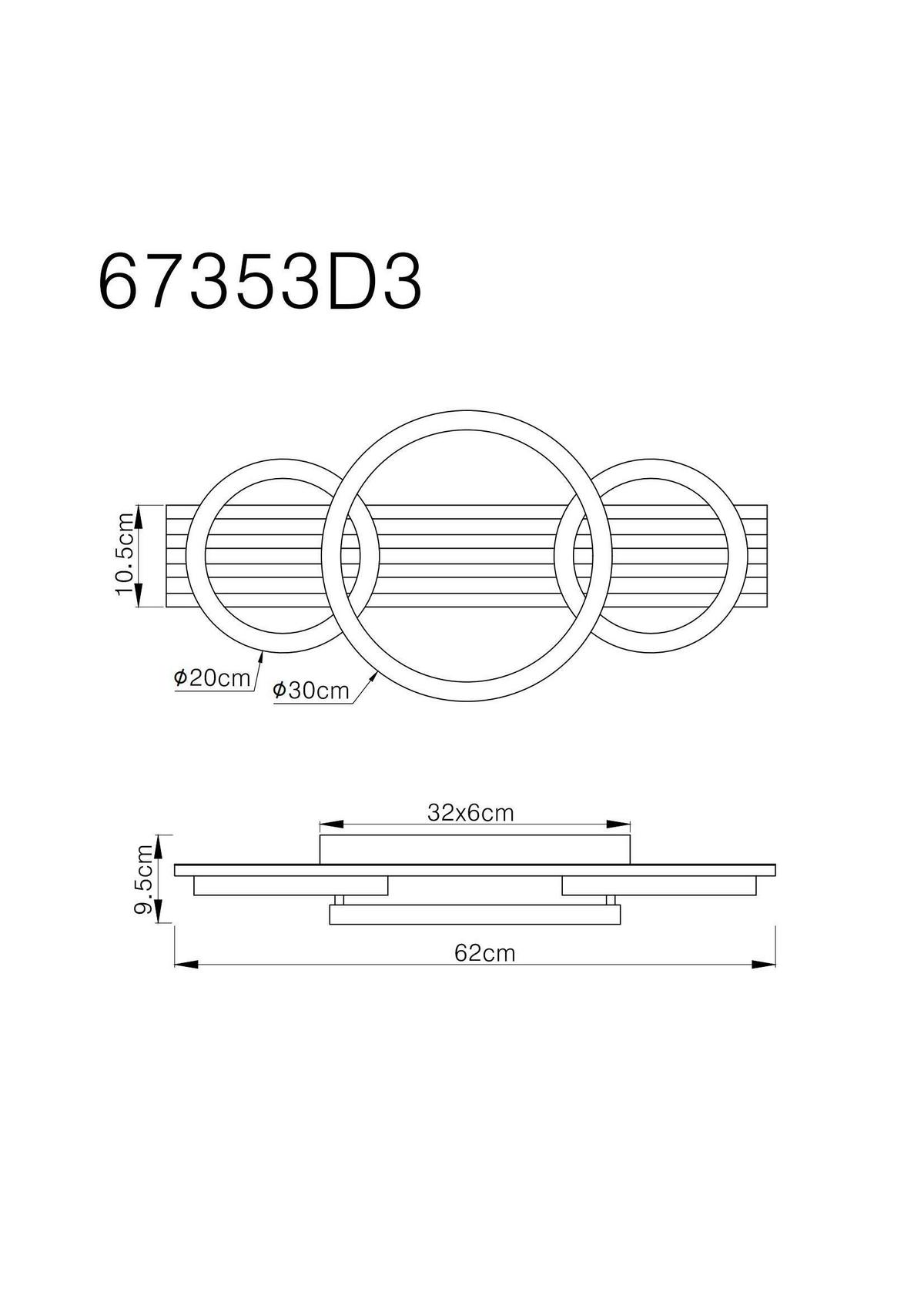 LED-DECKENLEUCHTE 67353D3 TISHA - Weiss/Dunkelbraun, Natur, Holzwerkstoff/Kunststoff (30/9,5cm) - Globo