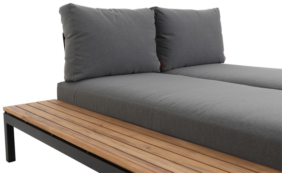 Modul-Loungegarnitur 2-tlg. Grau Teakholz - Anthrazit/Grau, KONVENTIONELL, Holz/Textil - Siena Garden
