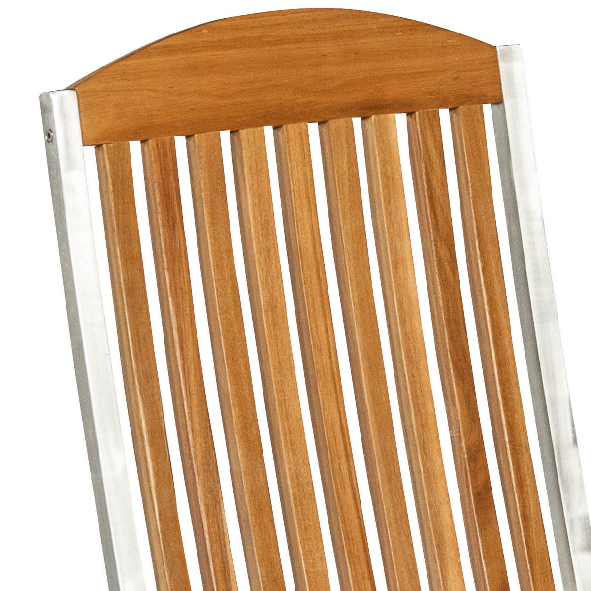 Vrtni Stol Keros, Jeklo, Masiven Les - srebrne barve/barve akacije, Romantika, kovina/les (60/118/48cm) - Gardenson