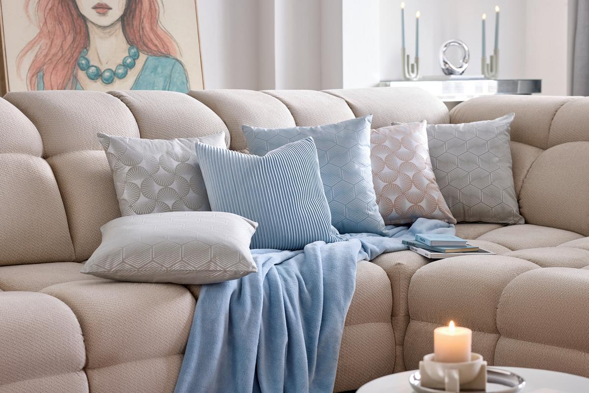 Díszpárna Shiny Gingko 45/45 - bézs/ezüstszínű, Romantik / Landhaus, textil (45/45cm) - Mömax