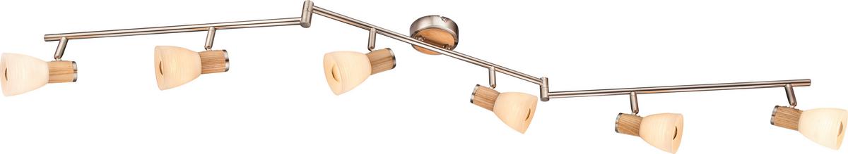 Strahler Gylfi in Nickelfarben max. 40 Watt - Nickelfarben, LIFESTYLE, Glas/Naturmaterialien (145/18cm) - Globo
