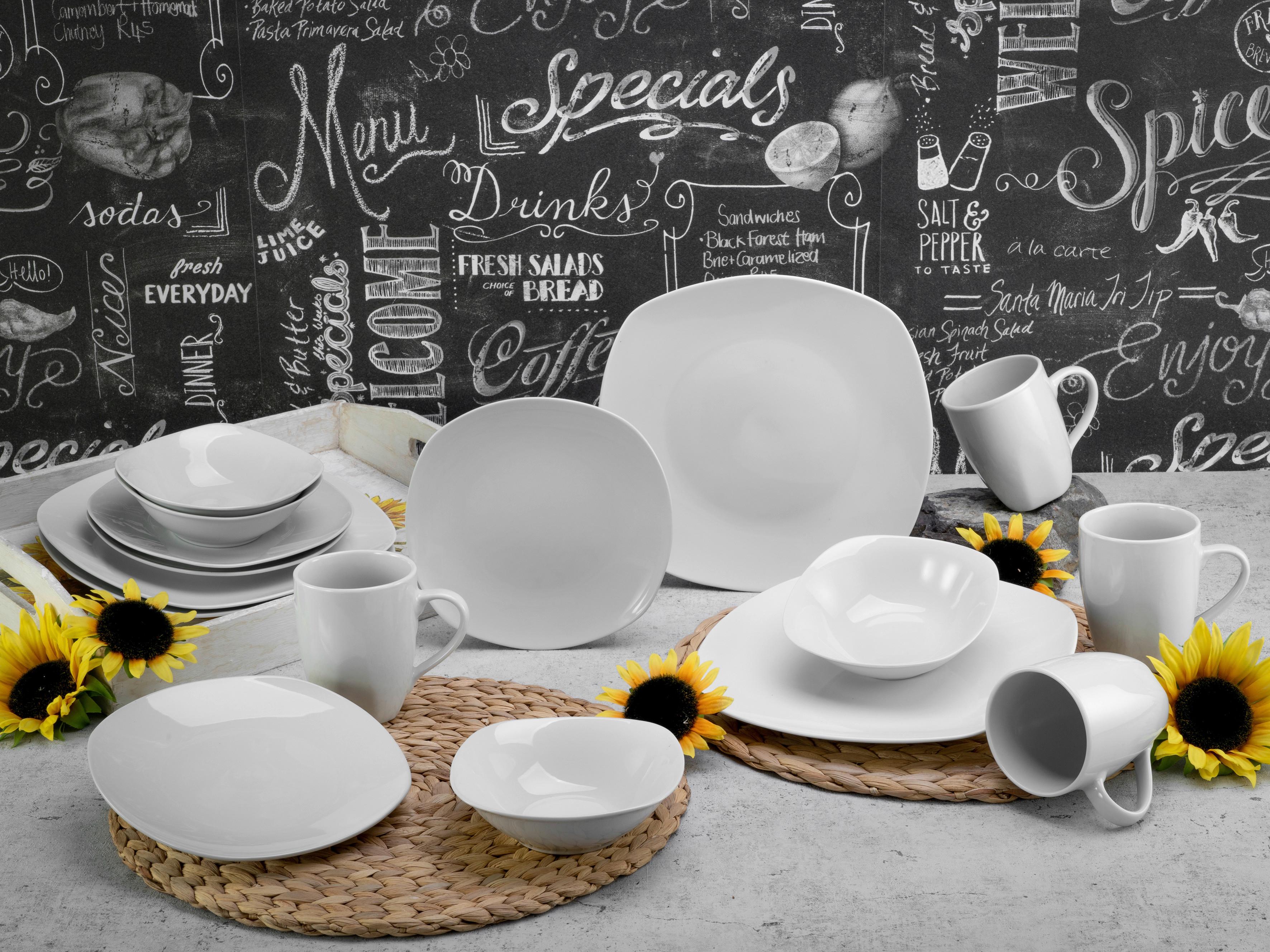 Kombiservice Square Weiß, 16-teilig - Weiß, Basics, Keramik - Creatable