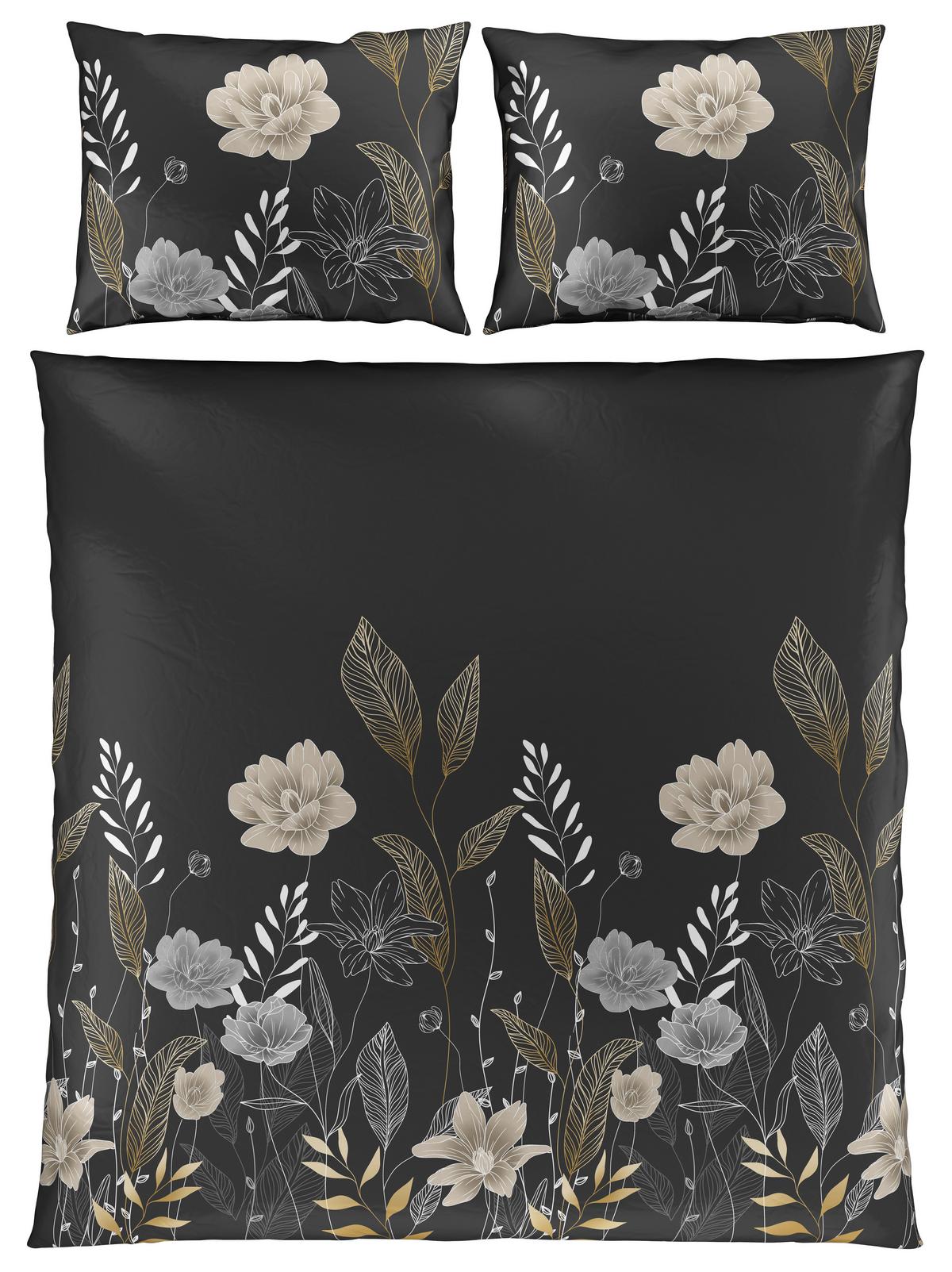 Bettwäsche Nala XXL Anthrazit ca. 200x220cm - Anthrazit, ROMANTIK / LANDHAUS, Textil (200/220cm) - Modern Living