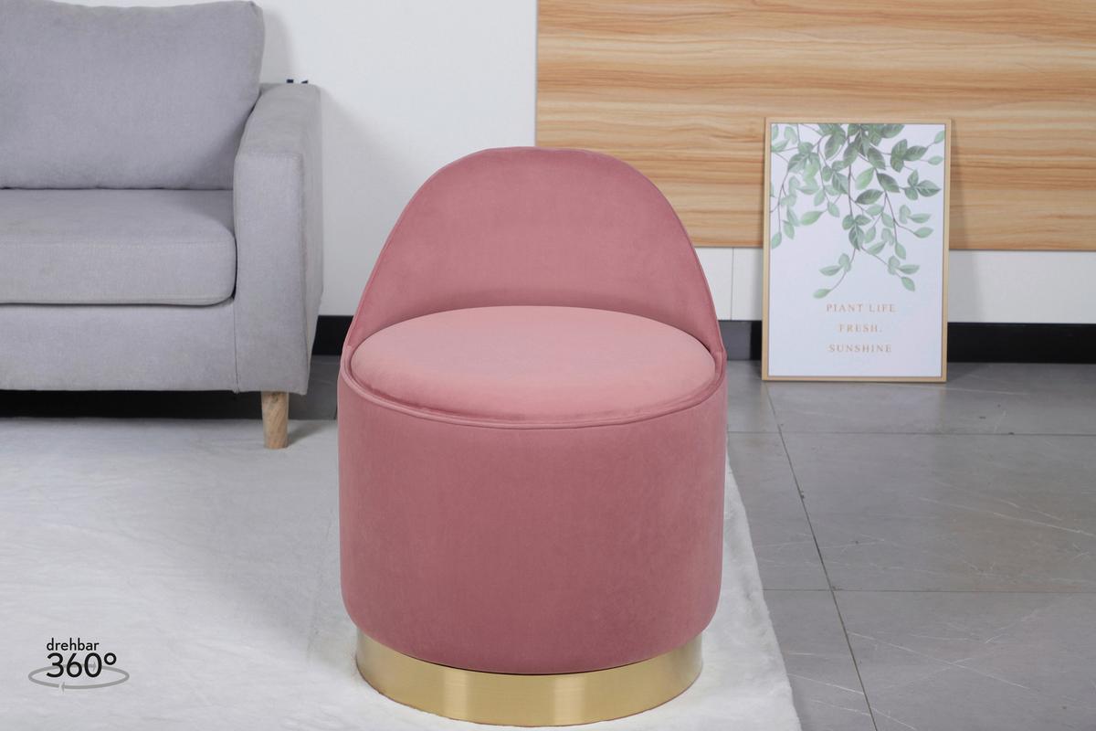 DREHHOCKER VIKTOR 125 - Goldfarben/Altrosa, Design, Textil/Metall (52/68cm) - Kayoom