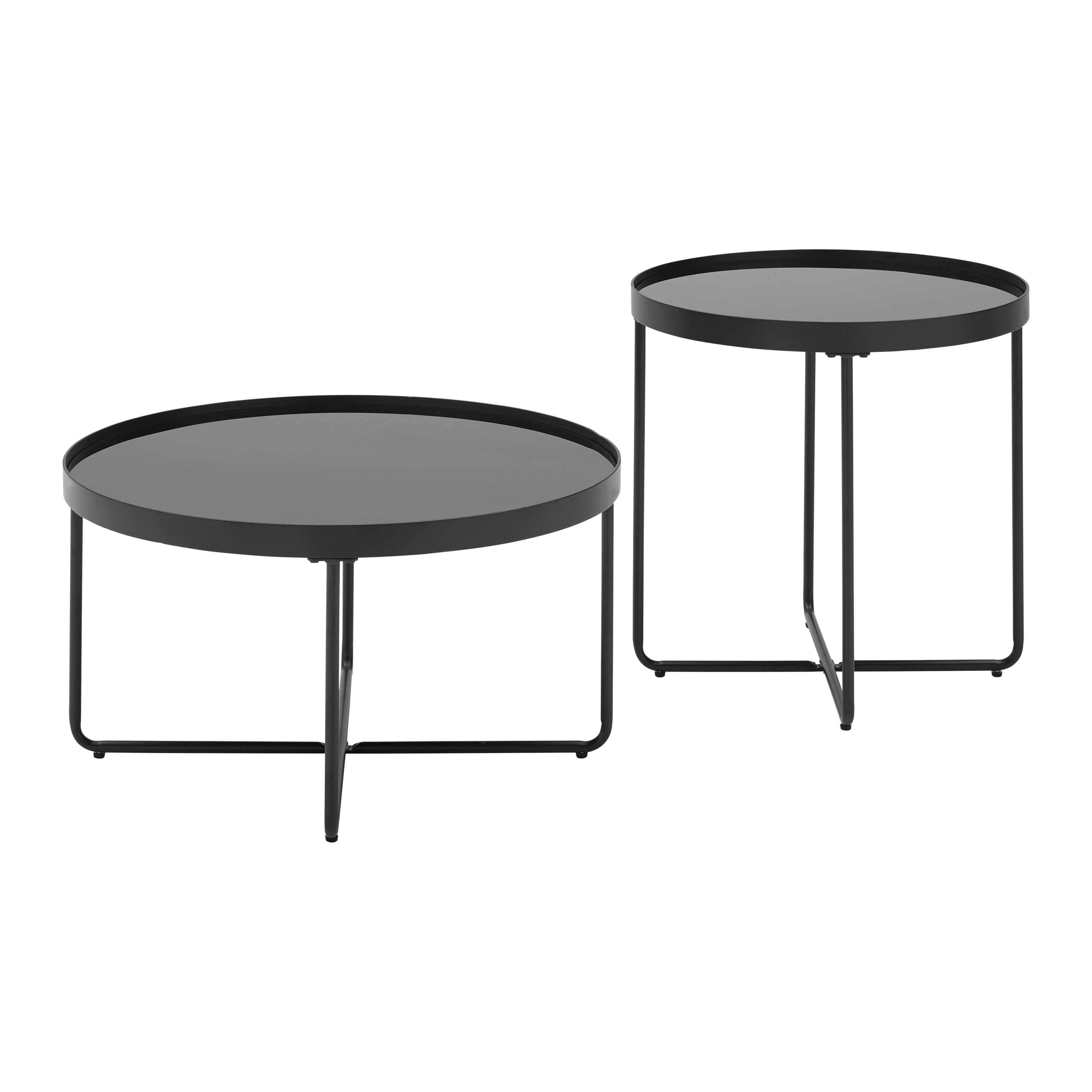 SOFFBORD EMMY - svart, Modern, metall/glas (70/55/40/55cm) - Mömax