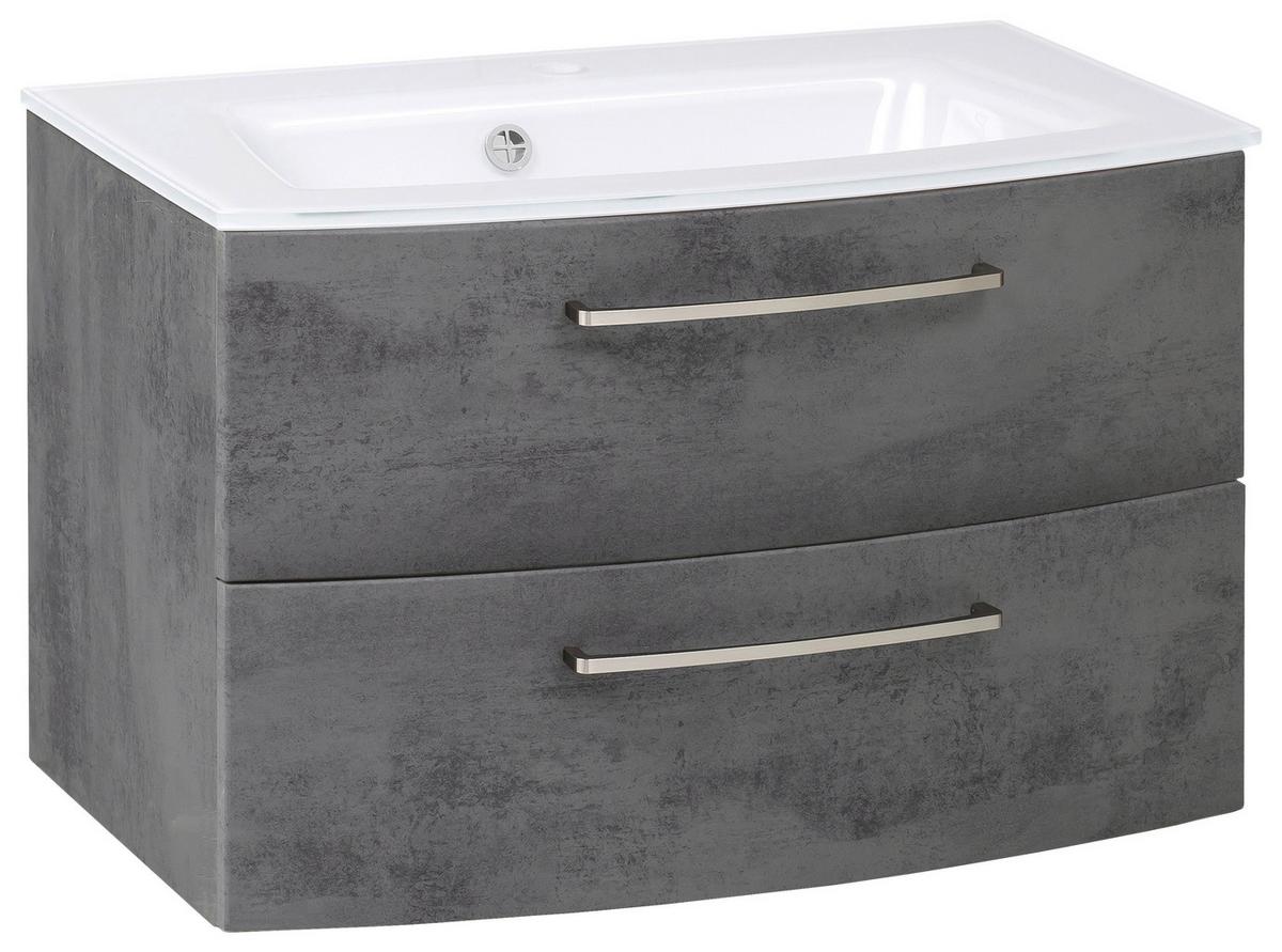 Badmöbel-Set 3-tlg inkl. LED Stockholm 80cm Weiß - Dunkelgrau/Weiß, KONVENTIONELL, Holzwerkstoff (80cm) - Held