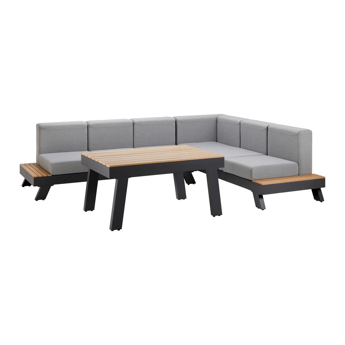 ensemble lounge 3-teilig, Olefingewebe - gris, Modern, métal/matière synthétique - Bessagi Garden