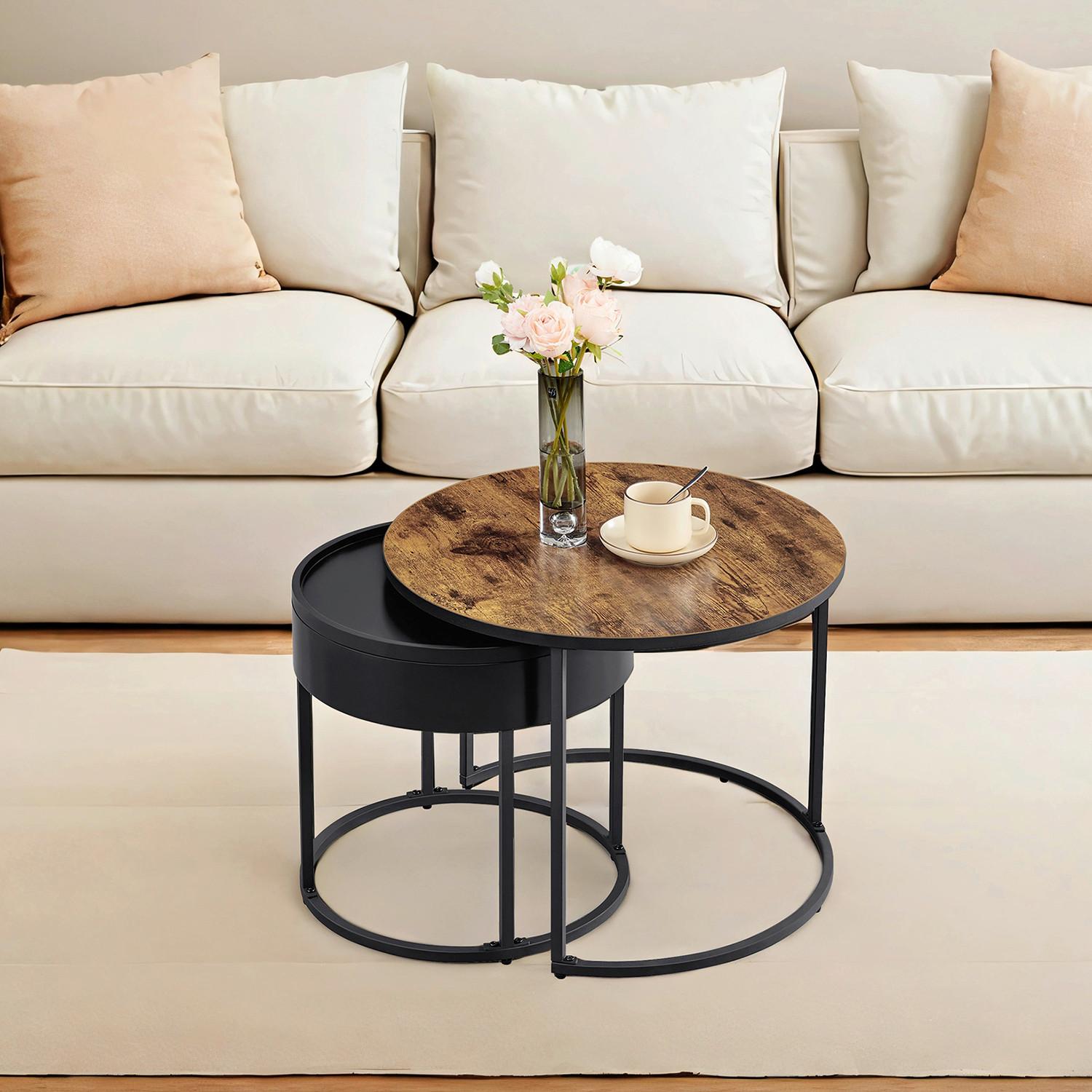 COUCHTISCH COFFEE TABLE - Schwarz/Braun, MODERN, Holzwerkstoff/Metall (60/60/45cm) - MID.YOU