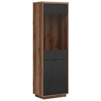 WITRYNA FORN GLASS-DOOR CABINET - kolor dębowy/czarny, Design, materiał drewnopochodny/tworzywo sztuczne (64/200,5/42,5cm)