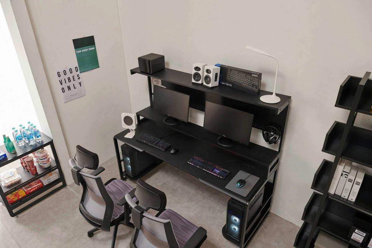 Schreibtisch Metall Schwarz - Schwarz, Design, Holzwerkstoff/Metall (180/70/148cm) - Livetastic