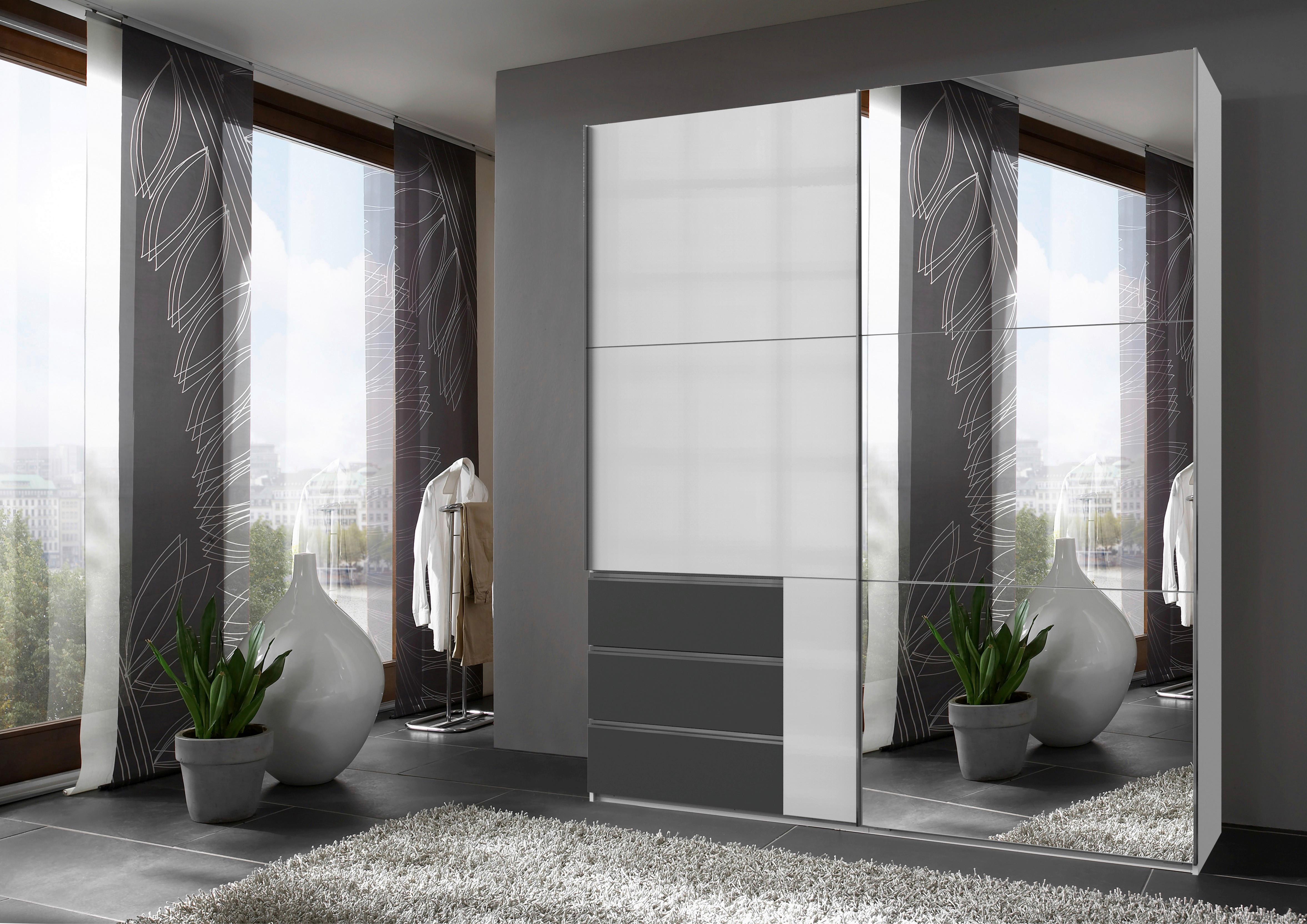 Ormar S Kliznim Vratima Level 36 D - bijela/boje grafita, Moderno, drvni materijal/metal (200/236/65cm) - Modern Living