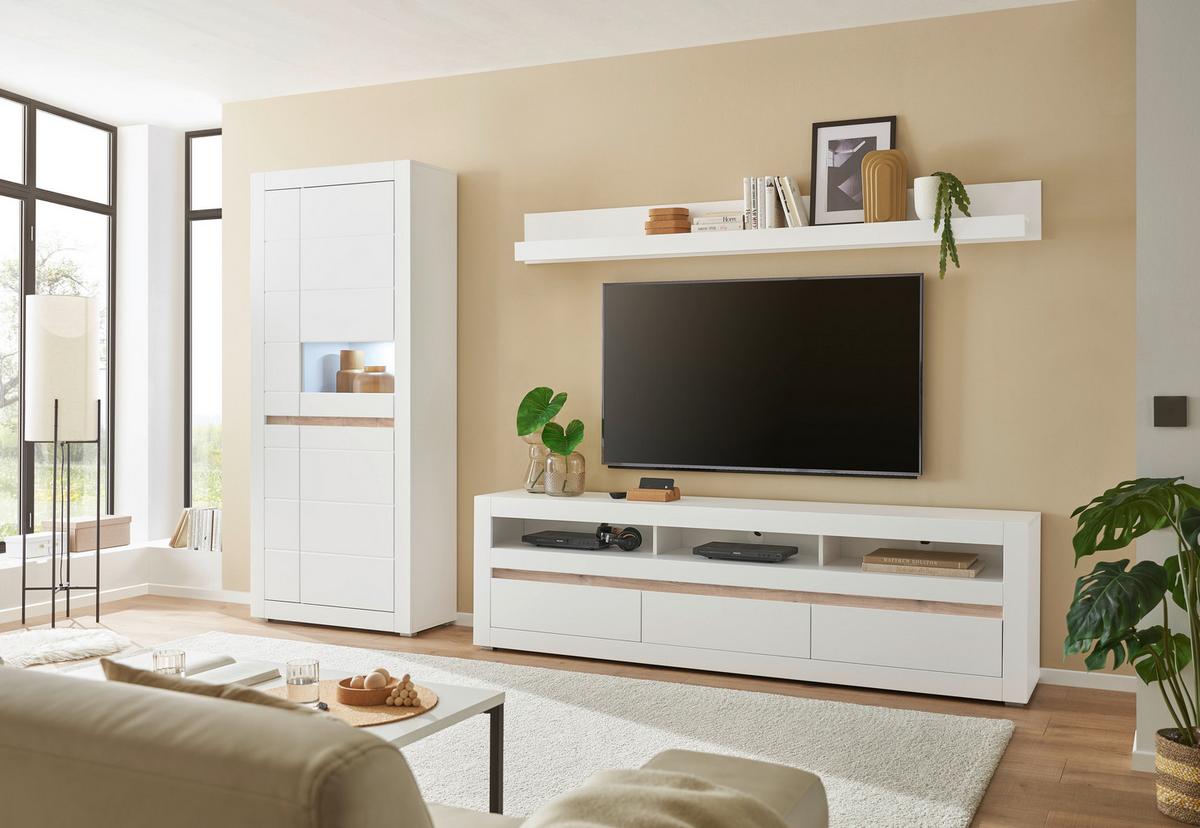 WOHNWAND CHESTER - Eichefarben/Silberfarben, Design, Holzwerkstoff/Kunststoff (312/198/42cm) - MID.YOU