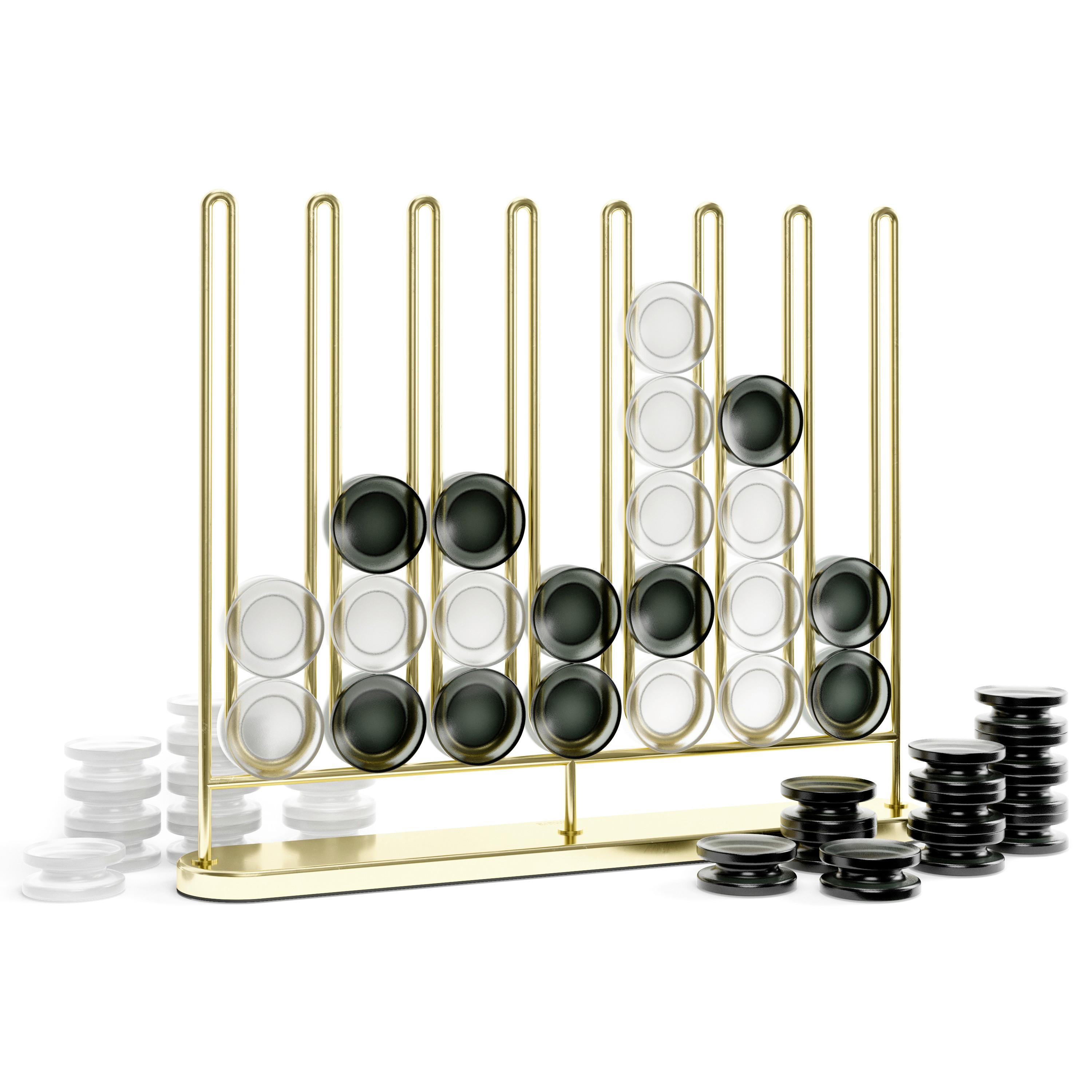 Dekospiel Vier in einer Reihe in Messingfarben - Messingfarben, Kunststoff/Metall - Premium Living