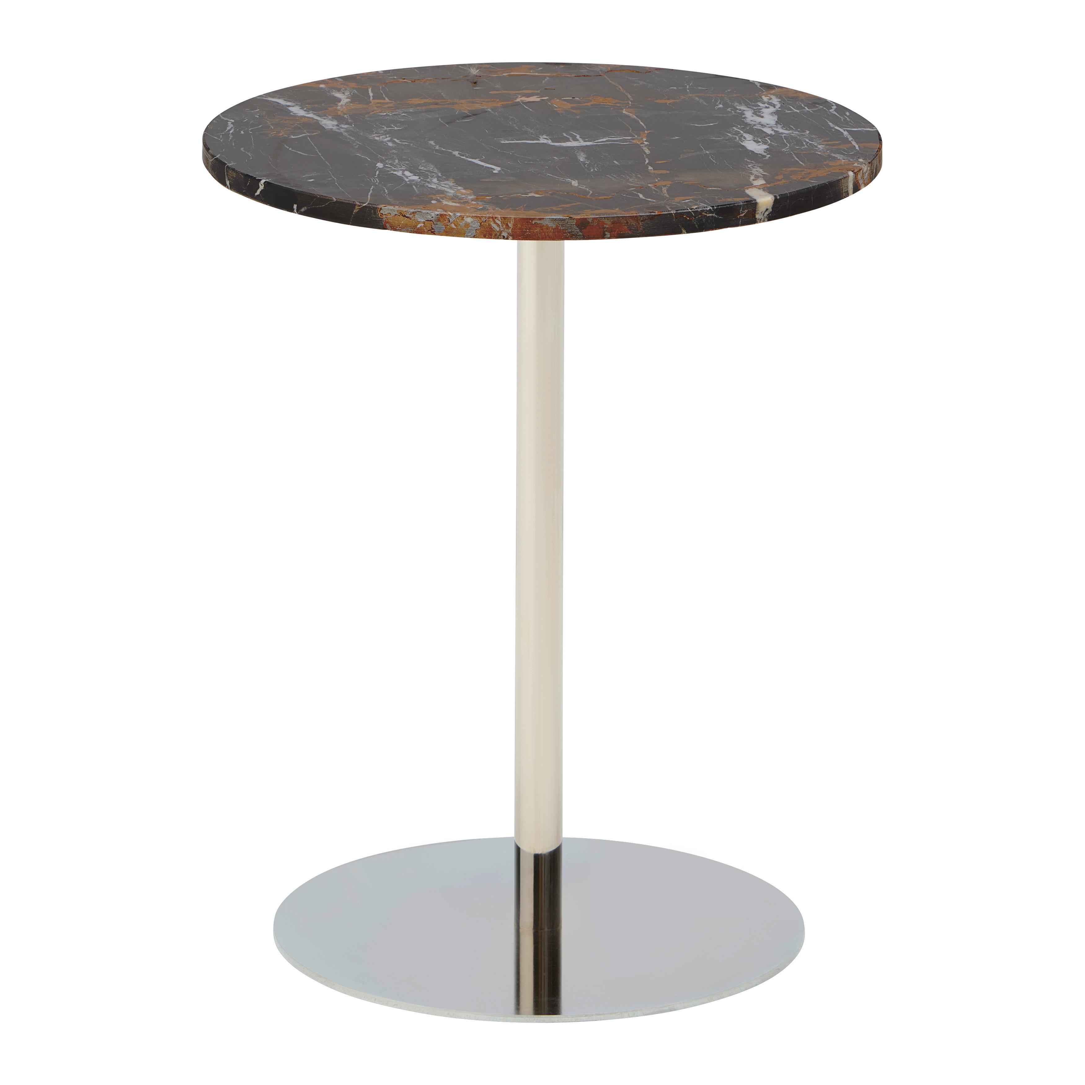 Beistelltisch Elian -Trend- - Chromfarben/Schwarzbraun, Modern, Stein/Metall (40/40/45cm) - Mömax