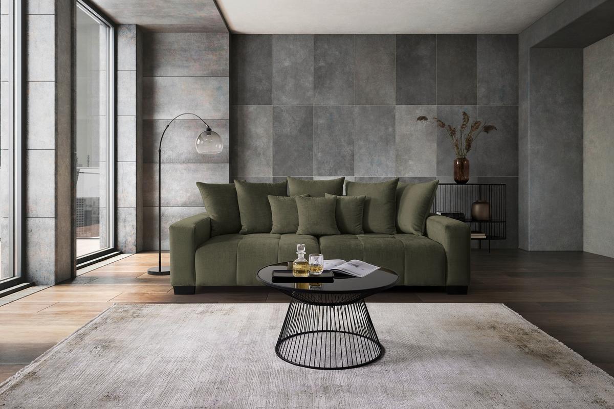 Bigsofa Matteo Dunkelgrün - Dunkelgrün/Schwarz, Modern, Holz (246/93/124cm) - Based