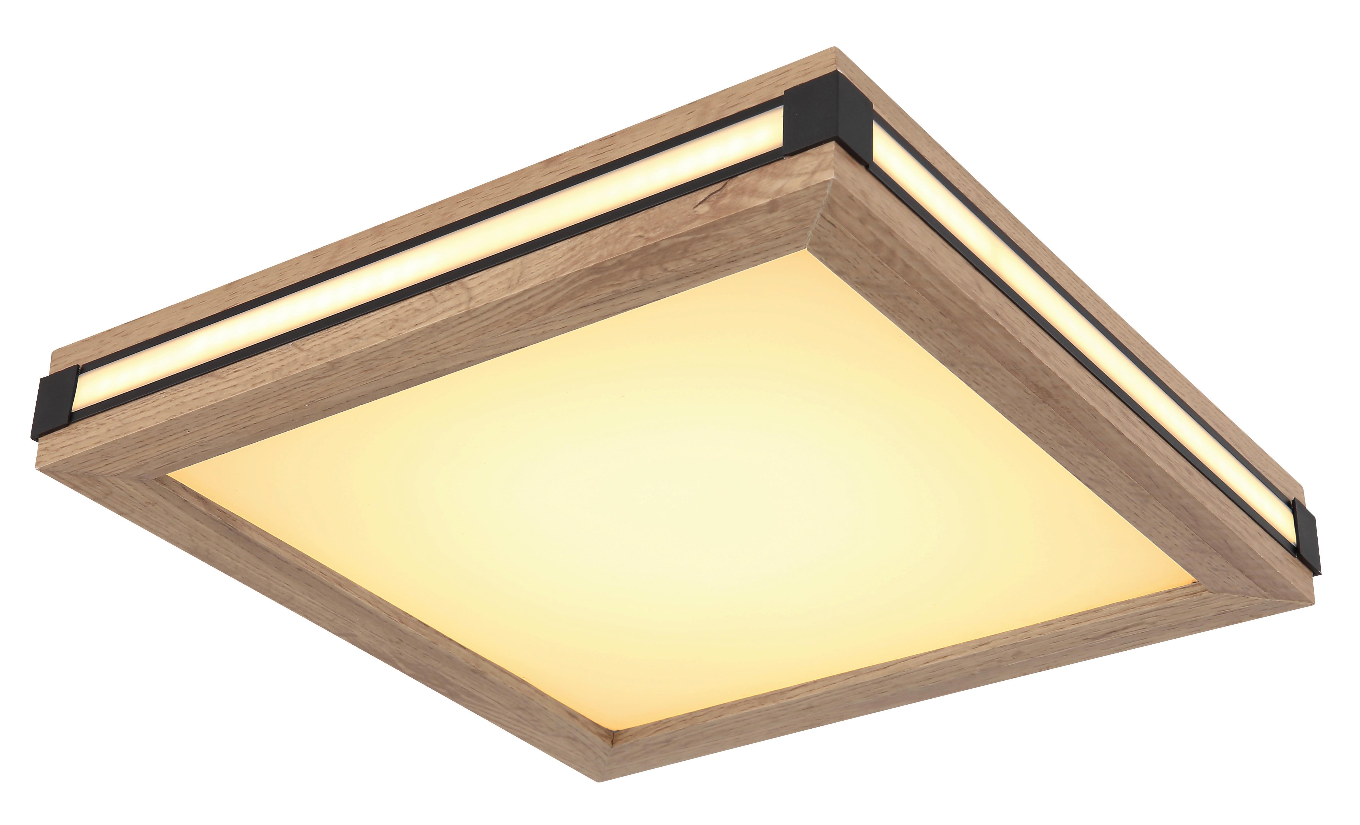 LED-Deckenleuchte Carla Weiß/Dunkelbraun max. 12 Watt - Dunkelbraun/Opal, Natur, Holzwerkstoff/Kunststoff (30/30/7,5cm) - Globo