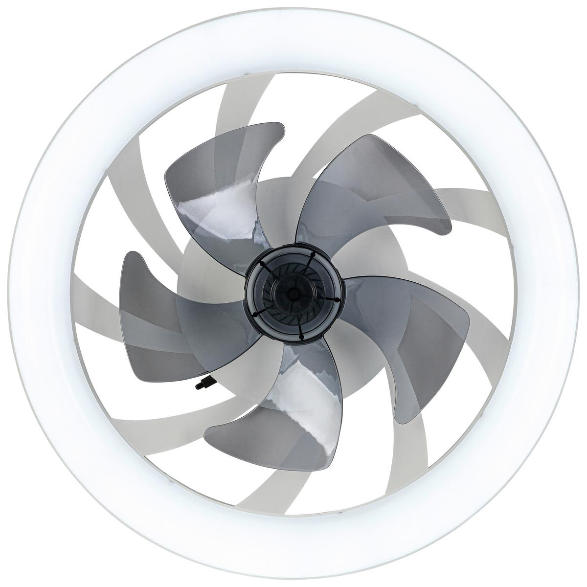 Ventilator de plafon Virti - alb/transparent, Modern, plastic (50/12cm) - Mömax