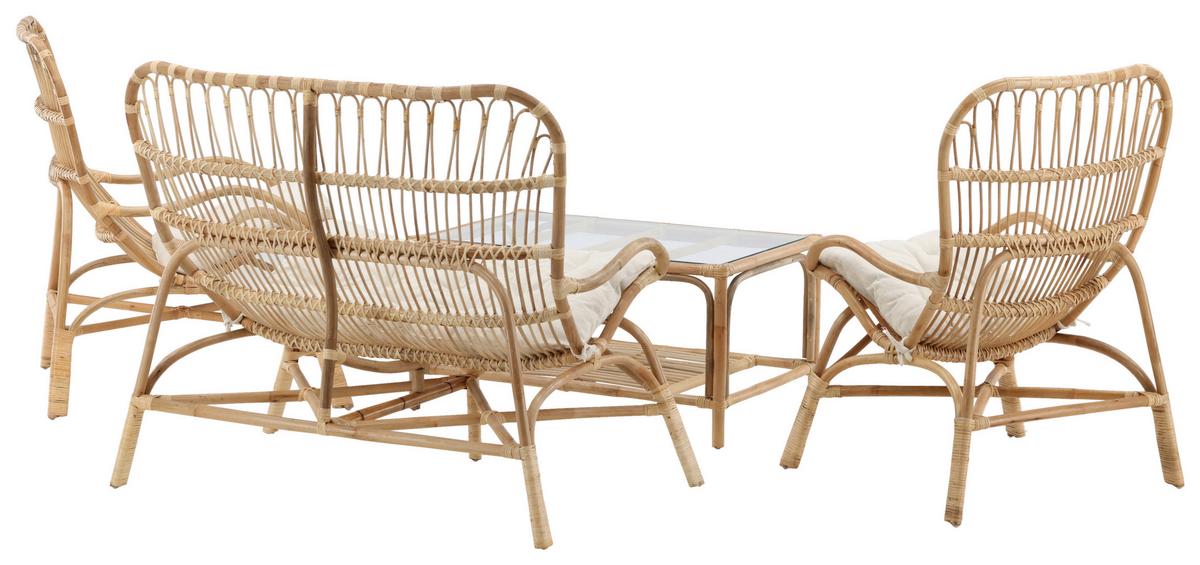 Loungegarnitur Ella Rattan Braun - Braun, KONVENTIONELL, Holz - Gardenson