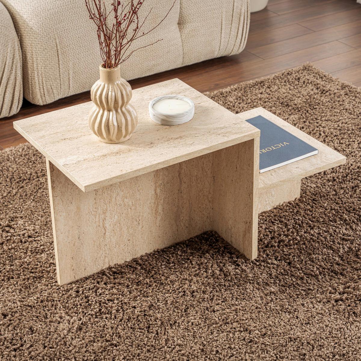 STOLIK KAWOWY HARMONY - kremowy, Design, materiał drewnopochodny (80/40/40-23cm) - MID.YOU