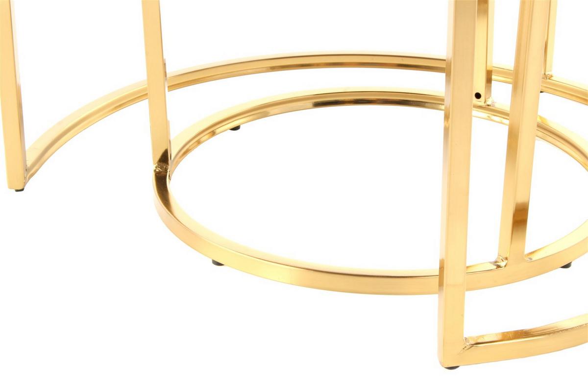 Hockerset Becky 800 - Goldfarben/Creme, Design, Textil/Metall (40-60/32-41cm) - Kayoom