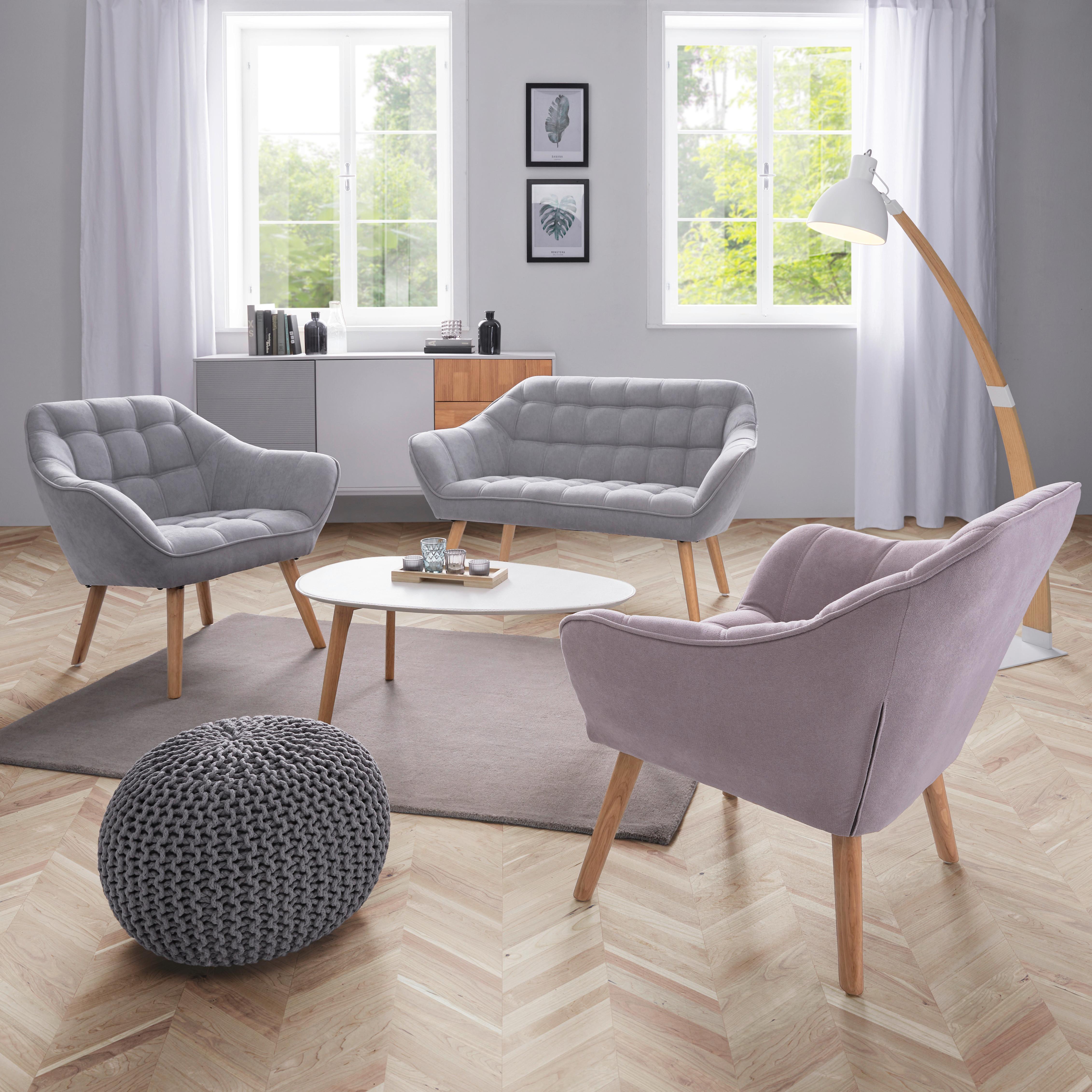 Dvosjed  Monique Monique - svijetlo siva, Moderno, tekstil/drvo (127/76/74,5cm) - Bessagi Home