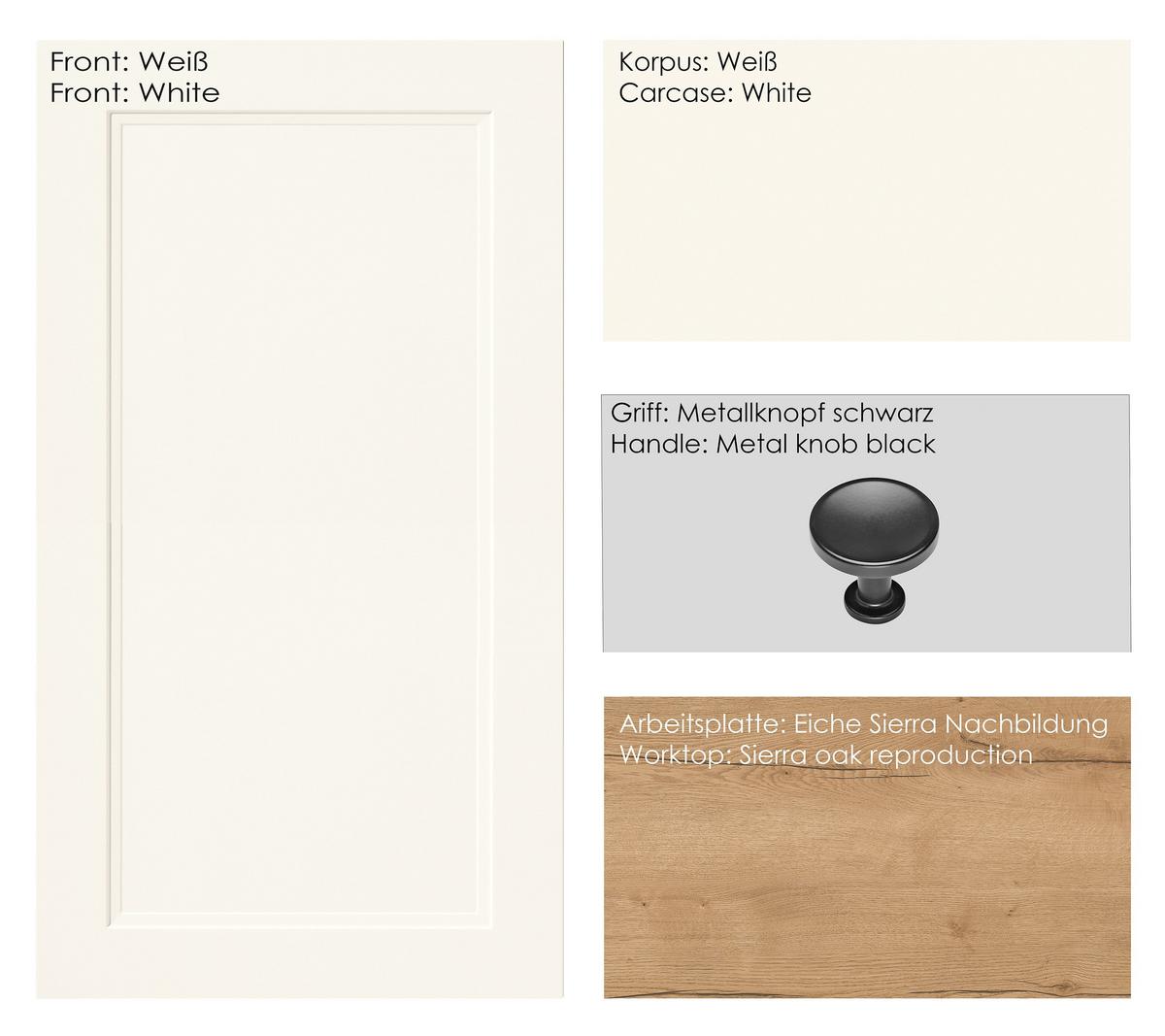 Küchenblock Cascada Low m. Geräten Weiß - Eichefarben/Schwarz, MODERN, Holzwerkstoff/Metall (270cm) - Nobilia