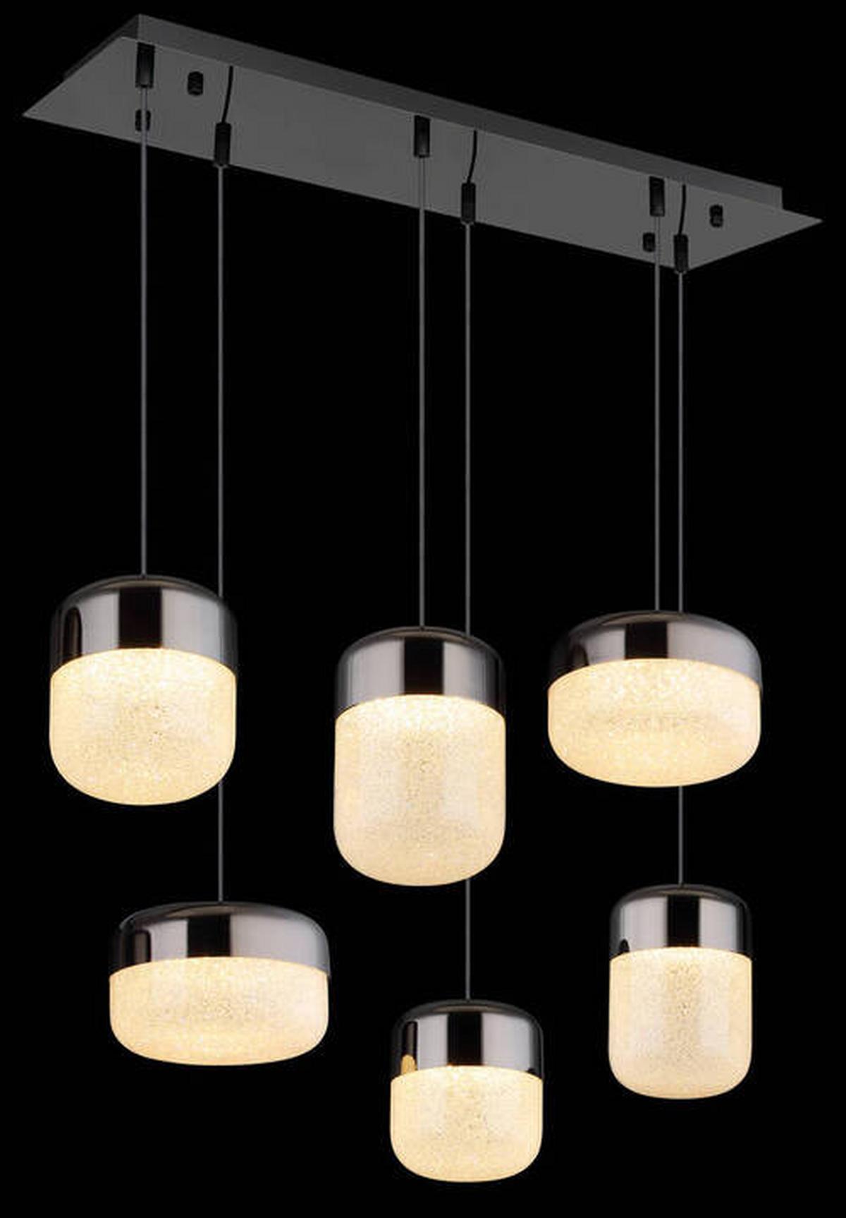 LED-Hängeleuchte Cristallica Graphitfarben max. 60 Watt - Klar/Graphitfarben, Design, Glas/Metall (80/32/150cm) - Globo