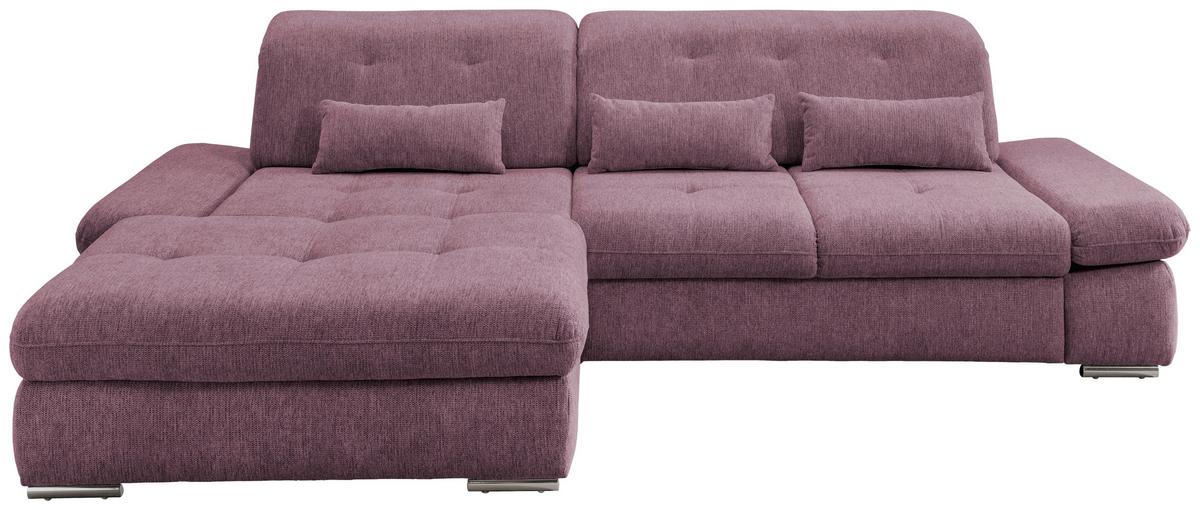 Wohnlandschaft Dalida Brombeere Chenille - Chromfarben/Brombeere, Design, Textil/Metall (196/300cm) - Livetastic