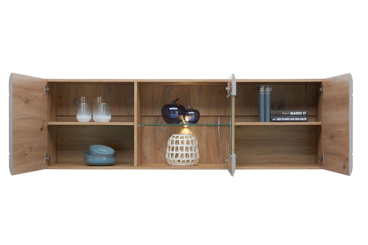 Vitrină suspendată Auris - gri, Modern, sticlă/material pe bază de lemn (164,3/52/37,1cm) - Modern Living