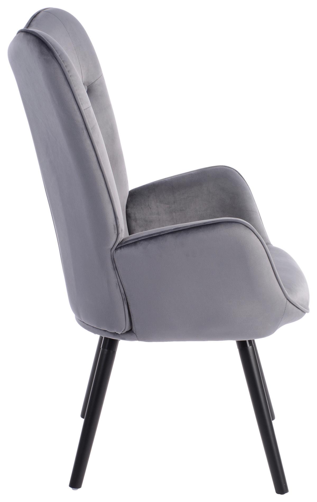 FOTEL PATRICIA - czarny/szary, Design, tkanina/drewno (66/109/71cm) - Ti'me