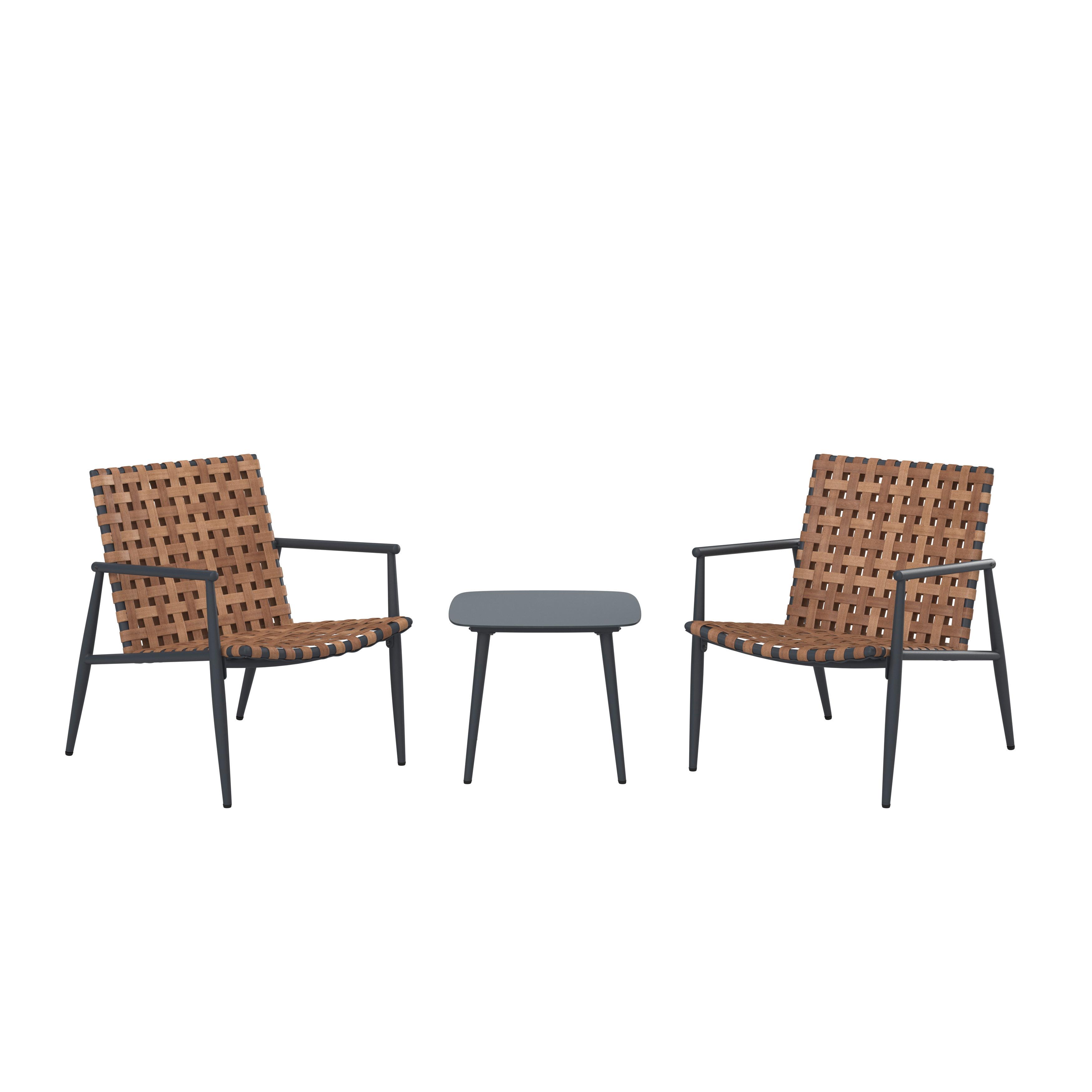 Balkonset Babsi Braun/Schwarz, 3-teilig - Dunkelgrau/Schwarz, MODERN, Glas/Kunststoff (61,5/77/72cm) - Mömax
