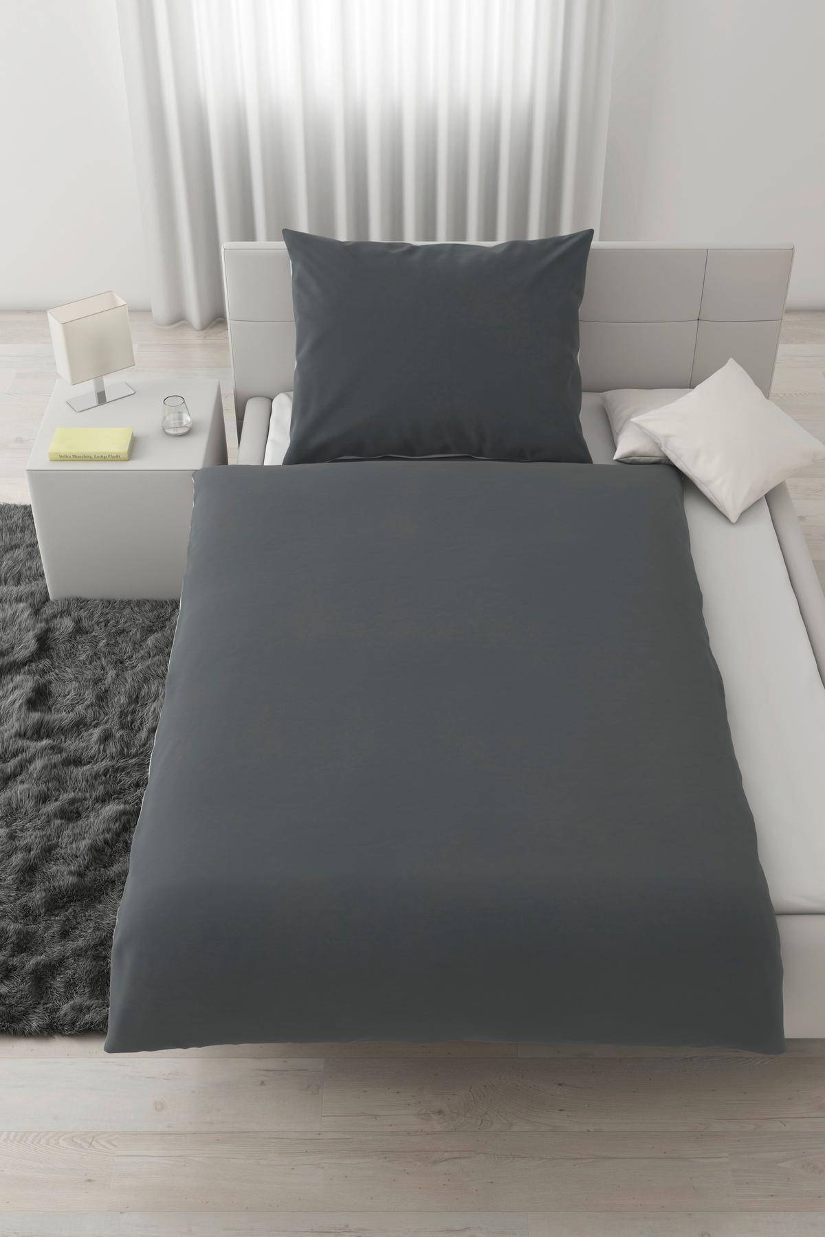 Bettwäsche Annika in Anthrazit ca. 140x200cm - Anthrazit/Silberfarben, Textil (140/200cm) - Modern Living