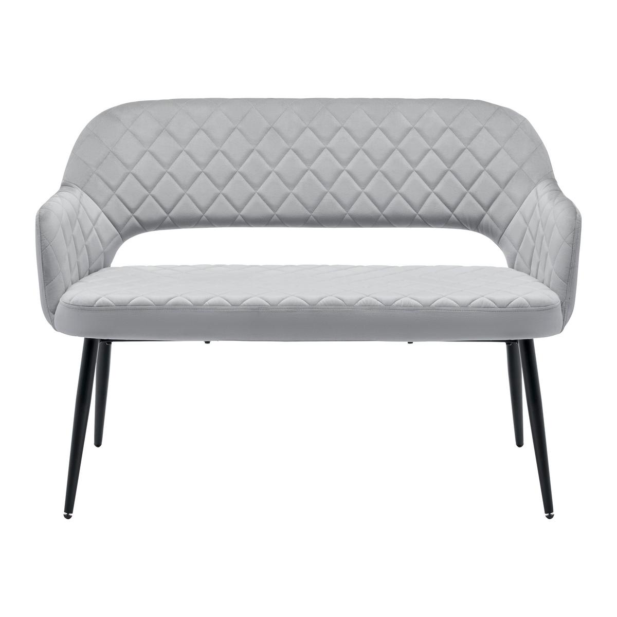 Sitzbank Isabella Grau Samt Gepolstert - Schwarz/Grau, MODERN, Holz/Textil (112/78/62cm) - Bessagi Home