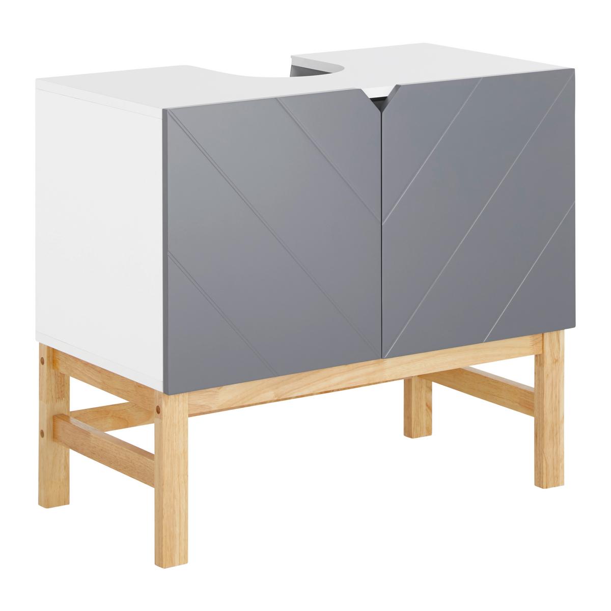 Waschbeckenunterschrank Rocco Grau ca. 70x65x40 cm - Naturfarben/Weiß, MODERN, Holz (70/65/40cm) - Bessagi Home