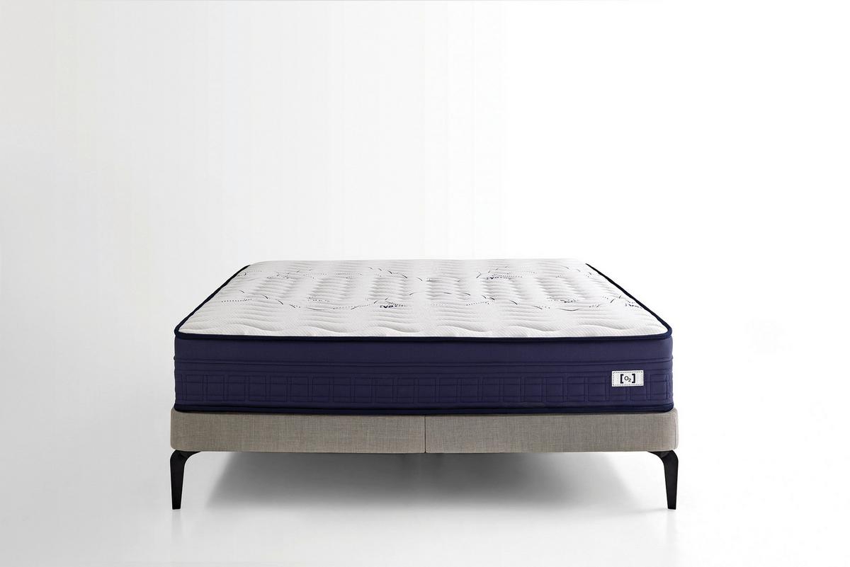 Taschenfederkernmatratze Athletic H3 ca.90x200cm - Weiß/Dunkelblau, Basics, Textil (90/200cm) - Yatas