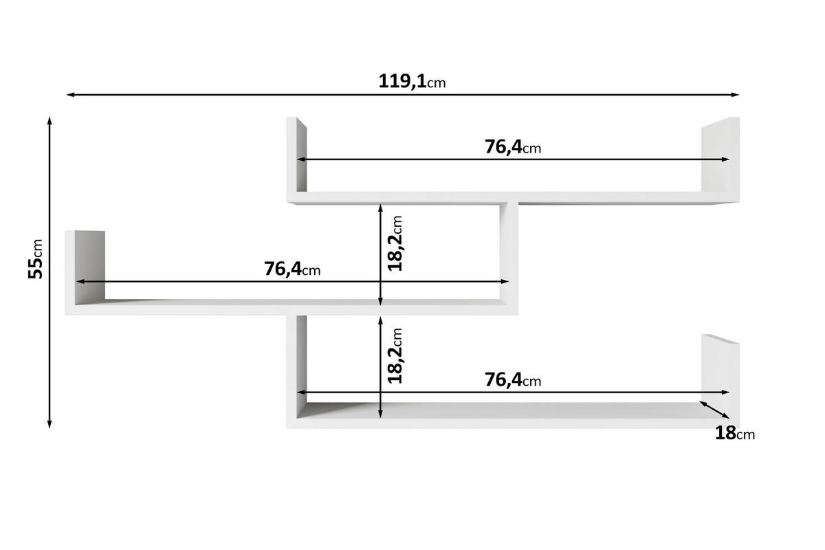 Stenski Regal Trio, Barva Hrasta - hrast sonoma, Basics, leseni material (119,1/55/18cm) - P & B
