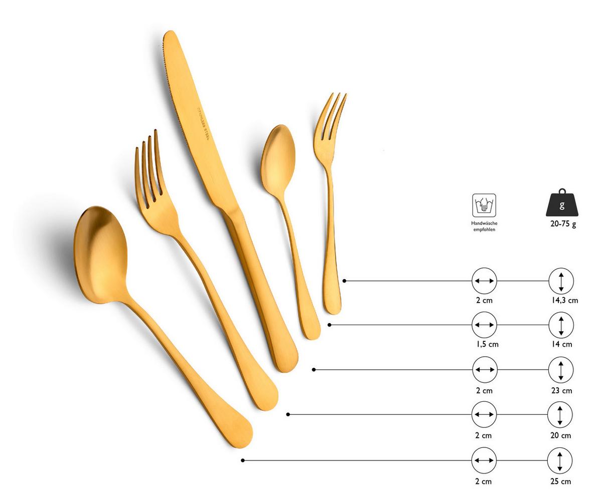 Besteckset Cleto in Goldfarben, 30-teilig - Goldfarben, Basics, Metall - Echtwerk