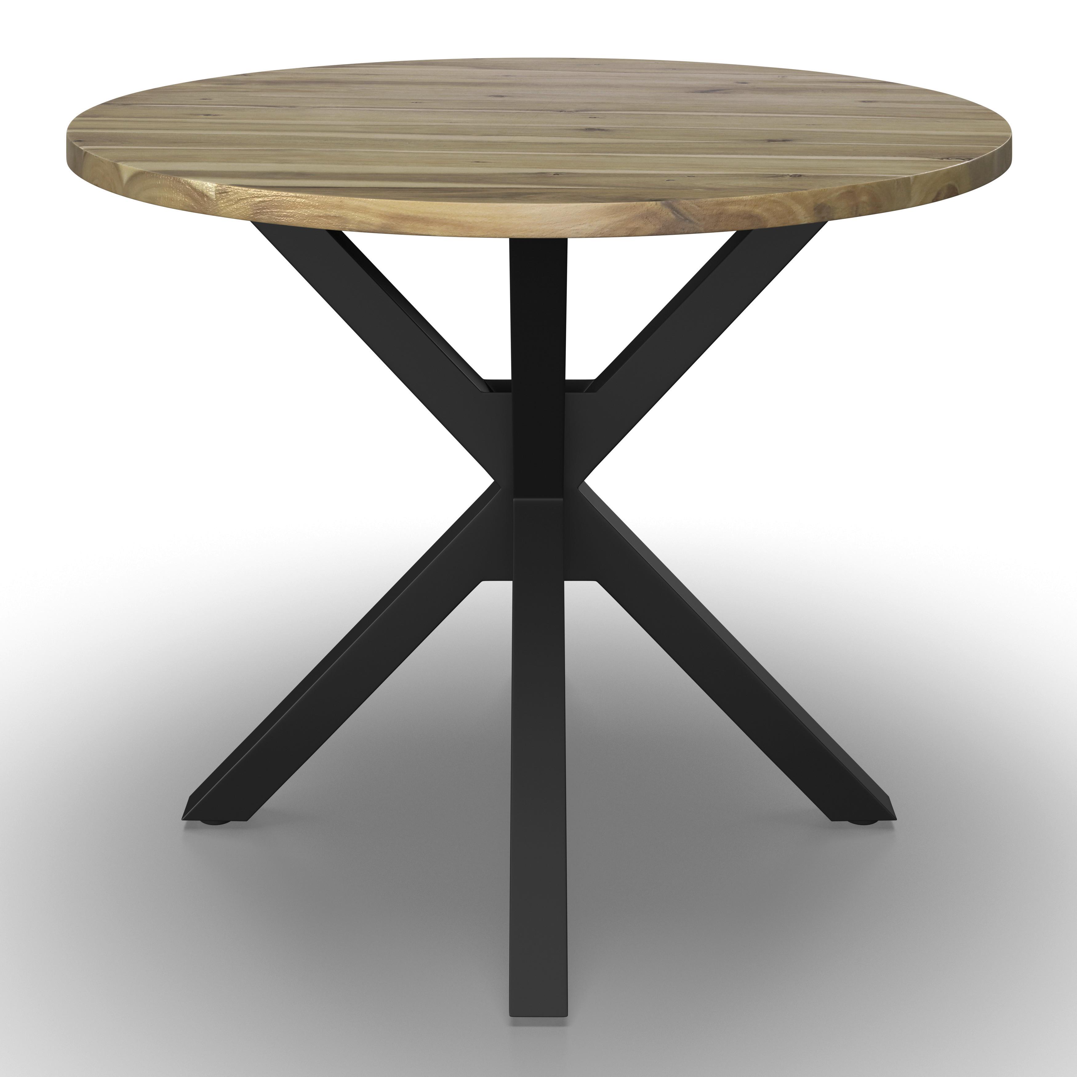 Esstisch rund Gemma Akazie massiv Ø ca. 100 cm - Schwarz/Akaziefarben, MODERN, Holz/Metall (100/100/76cm) - Bessagi Home