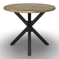 Esstisch Gemma Akazienfarben Echtholz rund - Schwarz/Akaziefarben, MODERN, Holz/Metall (100/100/76cm) - Bessagi Home