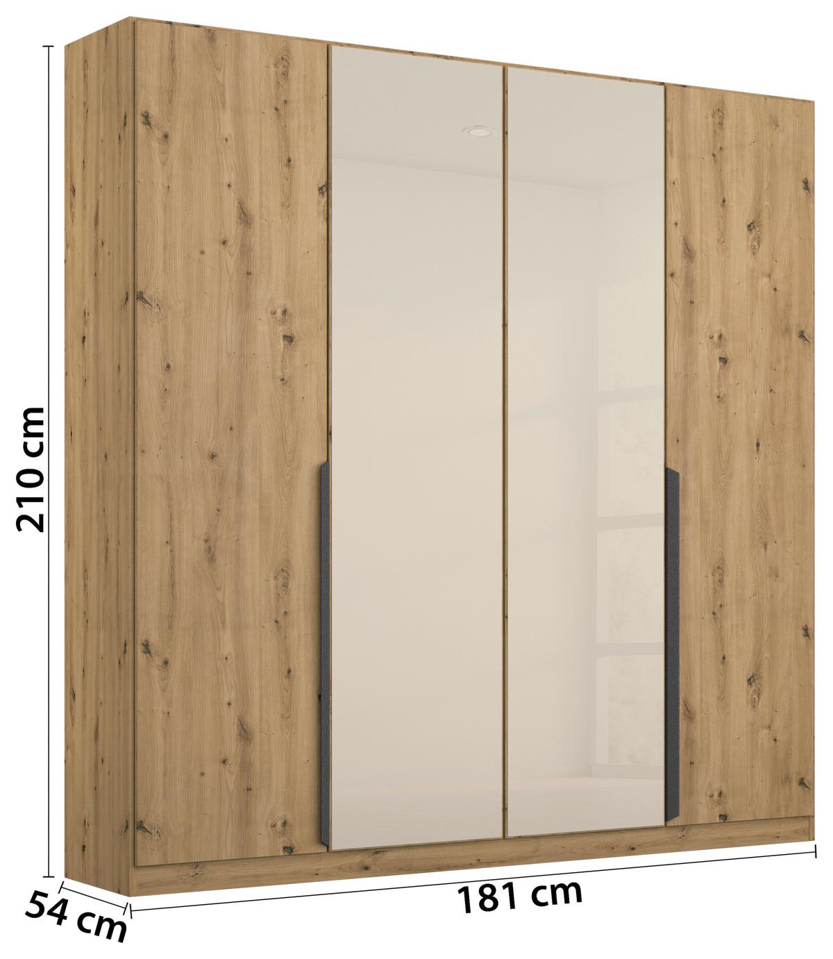 DULAP USI ROTATIVE ARTEMIS - stejar Artisan/șampanie, Modern, sticlă/material pe bază de lemn (181/210/54cm) - Modern Living