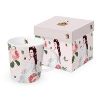 Kaffeebecher Sisi Rosa/Weiß ca. 350ml - Rosa/Weiß, ROMANTIK / LANDHAUS, Keramik (8,5/9,5cm) - PPD