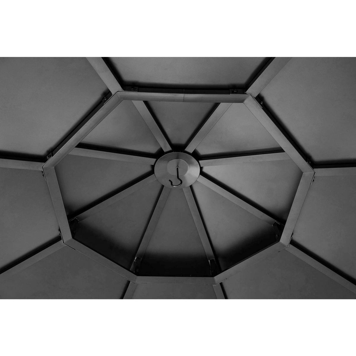 Pavillon Gazebo Eggi Anthrazit Echtholz - Anthrazit, Basics, Kunststoff/Metall (396/318/396cm)