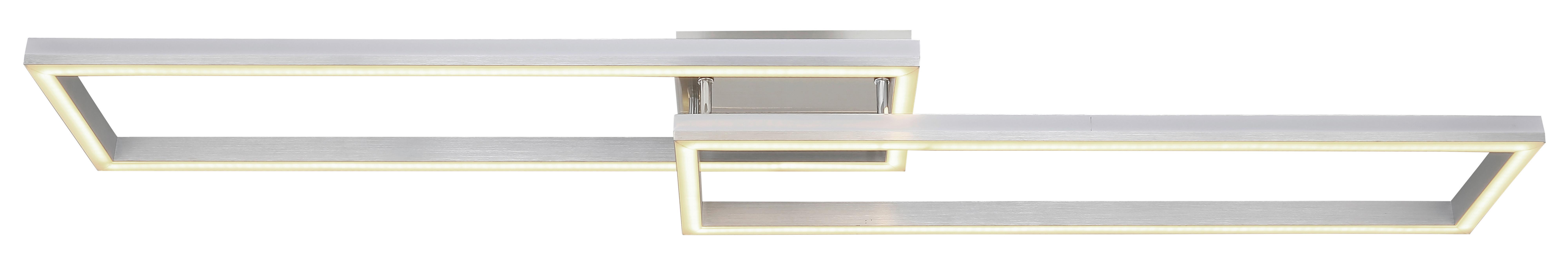 LED-Deckenleuchte Salmos Opal/Silberfarben max.40 Watt - Silberfarben/Opal, Design, Kunststoff/Metall (119,5/25,5/10cm) - Globo