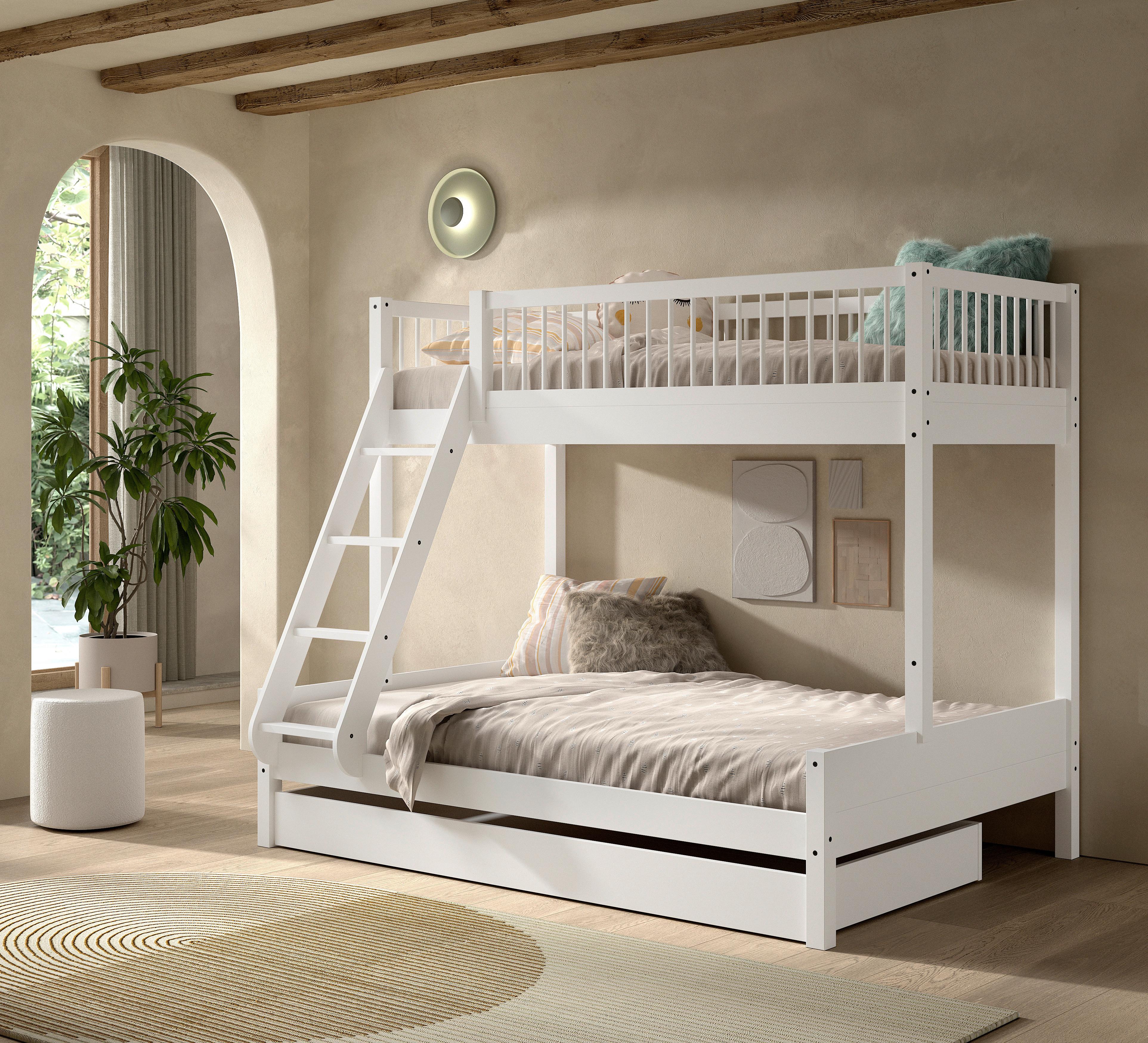 Etagenbett FORREST Weiß ca. 90/140x200 cm Bettlade - Naturfarben/Weiß, MODERN, Holz (90/140/200cm) - Vipack