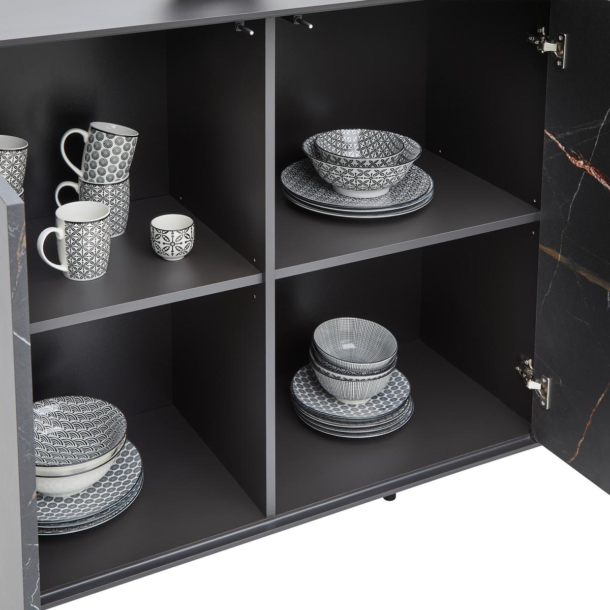 Sideboard Valea Grau - Schwarz, MODERN, Holzwerkstoff/Kunststoff (180/106/42cm) - Premium Living