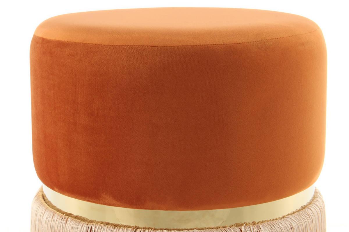 HOCKER Hocker in Orange - Champagner/Goldfarben, Basics, Holzwerkstoff/Textil (41/44,5/41cm) - Kayoom