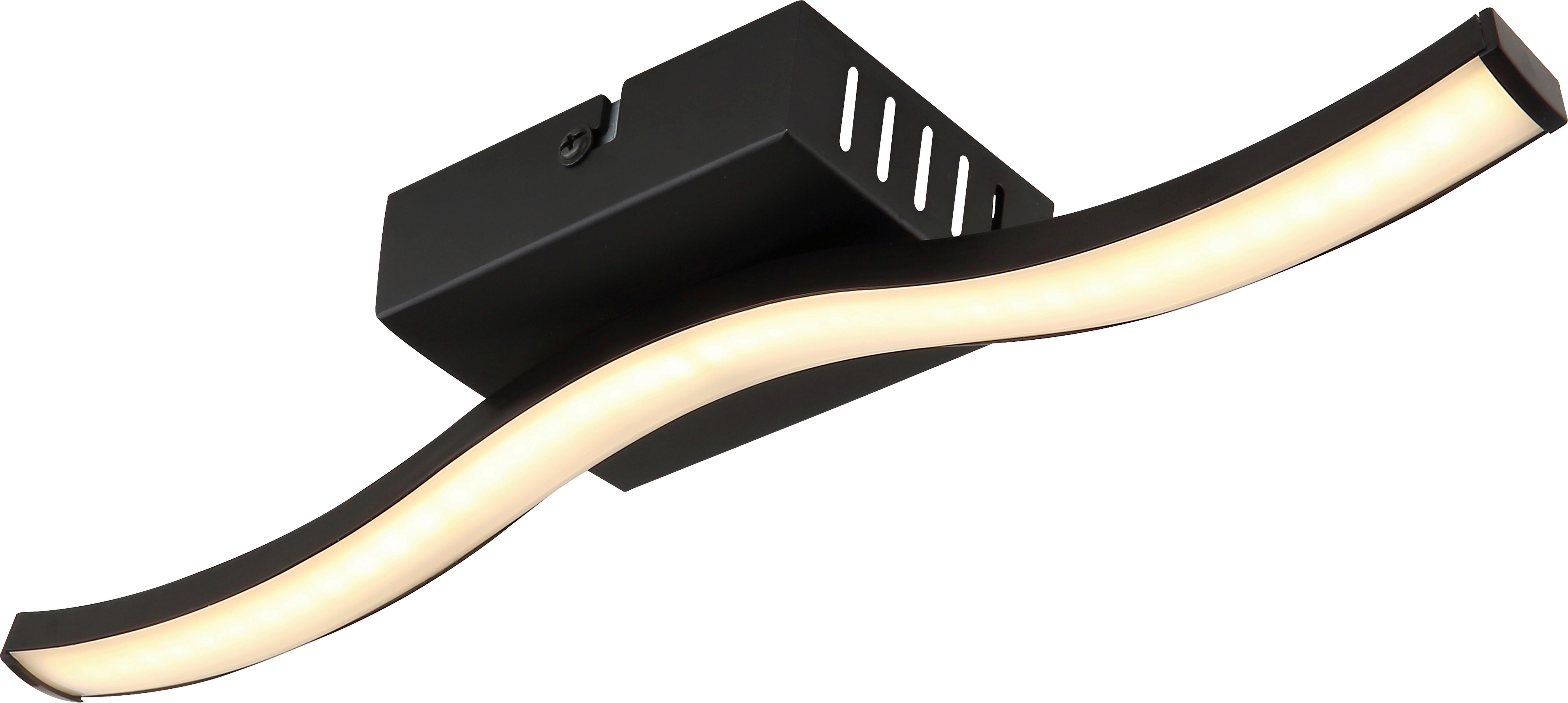 Led-deckenleuchte Opal/schwarz Max. 6 Watt - Opal/Schwarz, Modern, Kunststoff/Metall (34,3/7/6,4cm) - Mömax