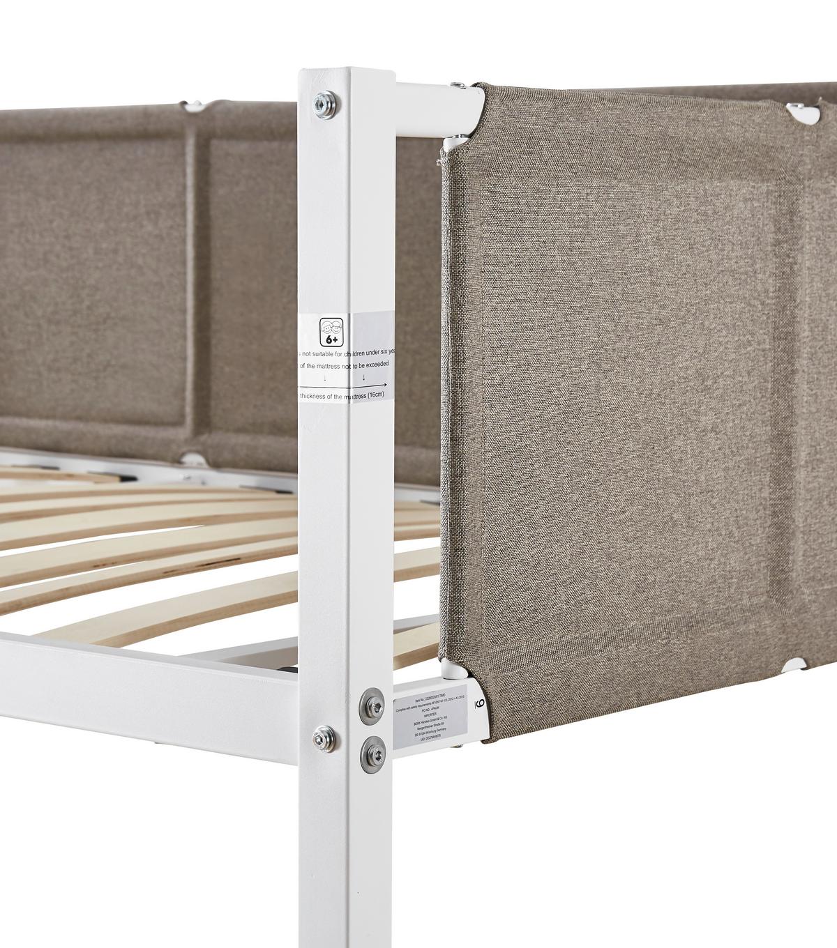 Etagenbett Timo in Weiss ca. 2x ca. 90x200cm - Weiss/Grau, Konventionell, Metall (208/161/96cm) - Zandiara