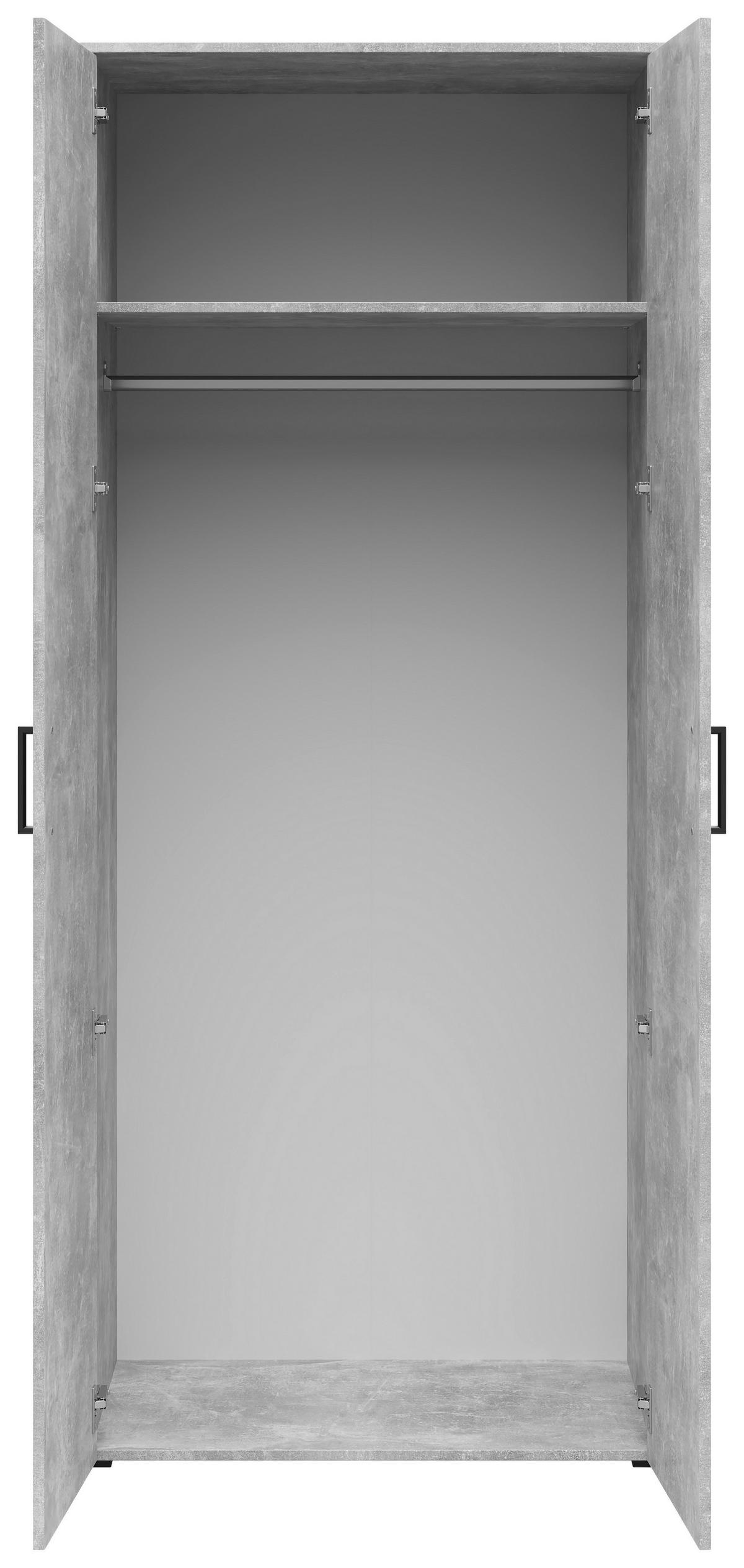 Schrank Multistauraum Betonoptik - Schwarz/Grau, MODERN, Holzwerkstoff/Kunststoff (80/195/52cm) - Mömax